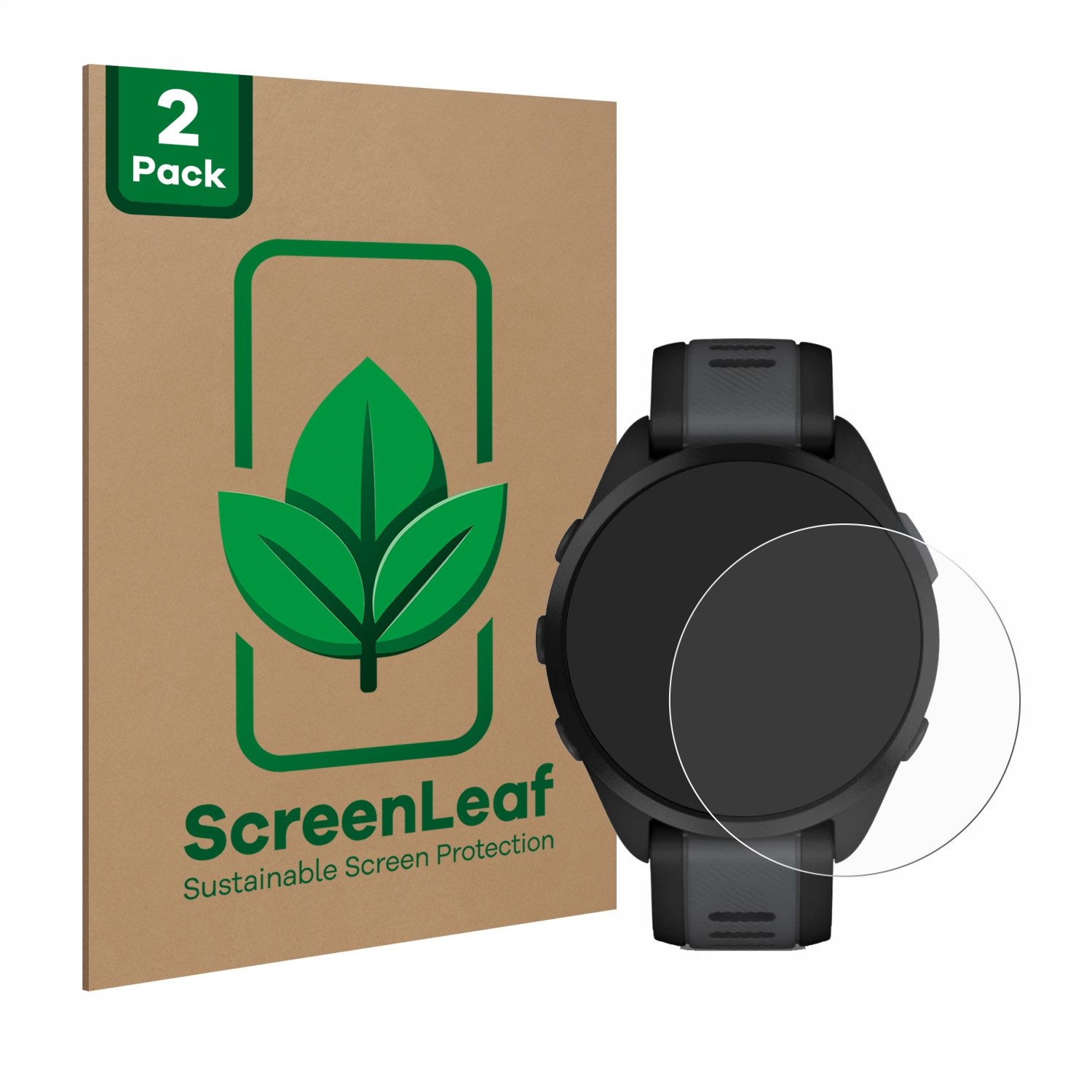 ScreenLeaf Displayschutzfolie Schutzfolie für Garmin Forerunner 165, 2 Stück, nachhaltiger Displayschutz Schutz Folie Klar Transparent