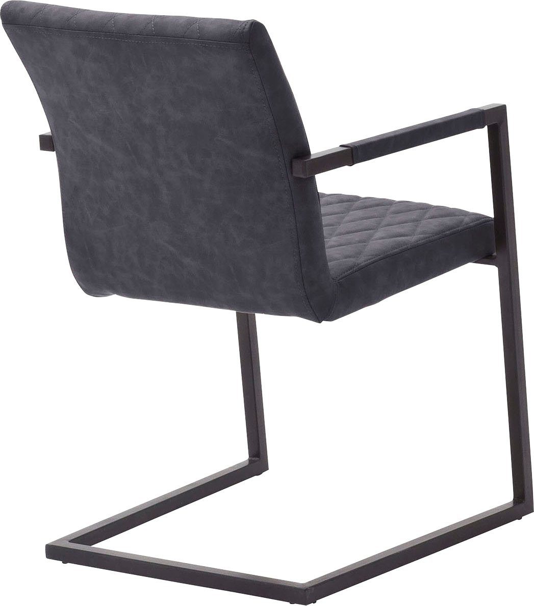 MCA furniture Freischwinger Kian (Set, Kunstleder ohne bis oder mit 120 Armlehne, Grau belastbar St), kg Stuhl grau Vintage 2 