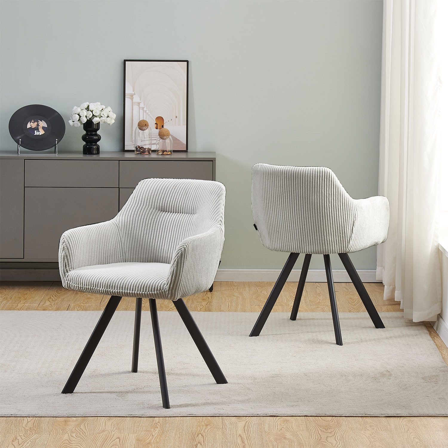 B&D home 4-Fußstuhl CYRUS (2er Set, 2 St), gepolstert, mit Armlehnen, Cord