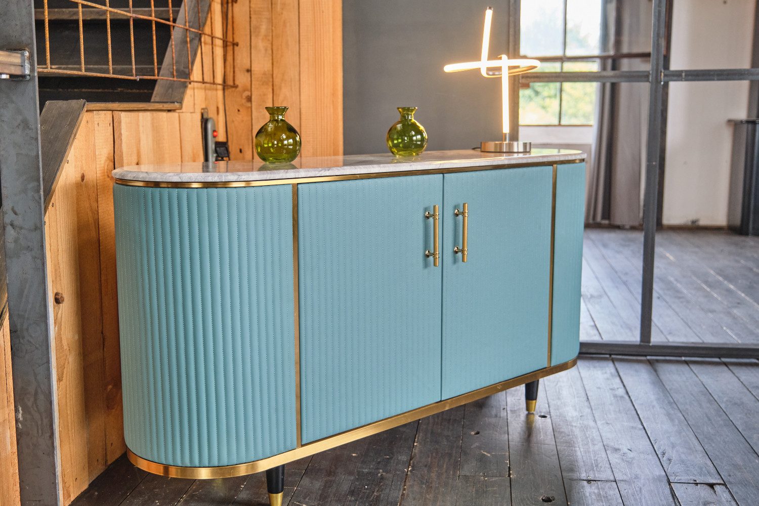 KAWOLA Sideboard MARIA, Marmorplatte Kunstleder verschiedene Farben