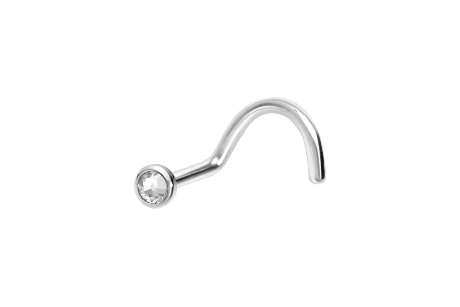 Nasenpiercing Titan Nasenstecker Spirale FLACHE KRISTALLDISC