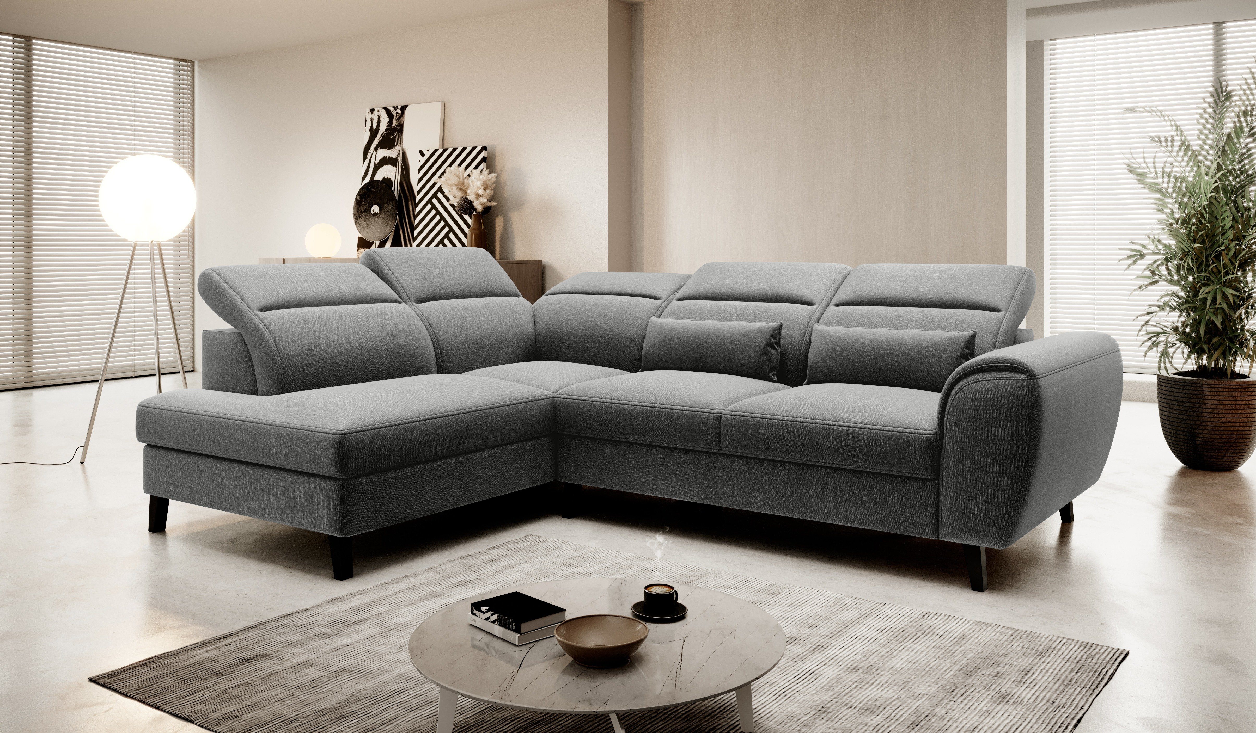 Möbel für Dich Ecksofa Ecksofa Noble mit Schlaffunktion und verstellbaren Kopfstützen