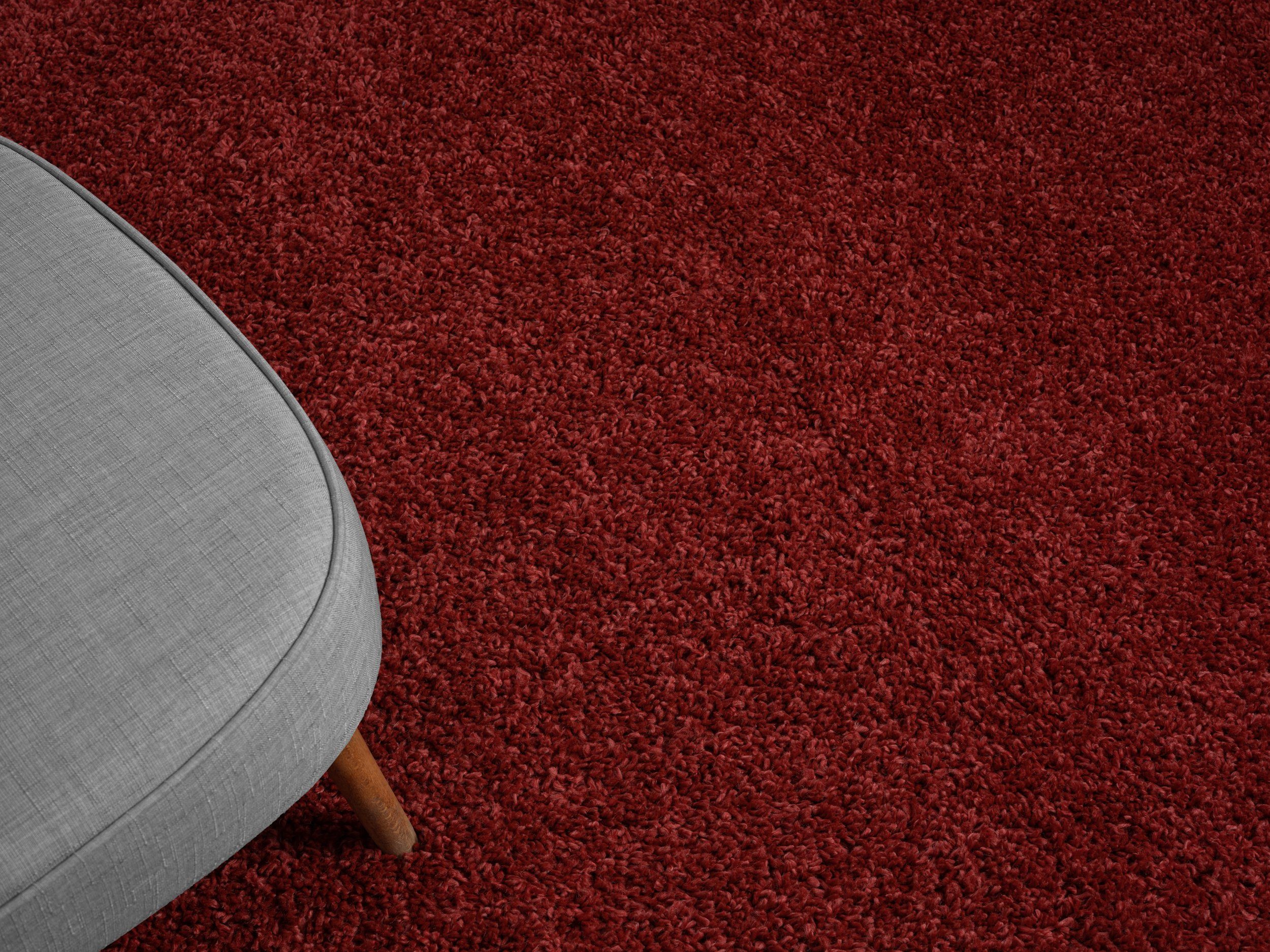 LebensWohnArt Teppich Hochflor Teppich SHAGGY weinrot rechteckig diverse Gr günstig online kaufen