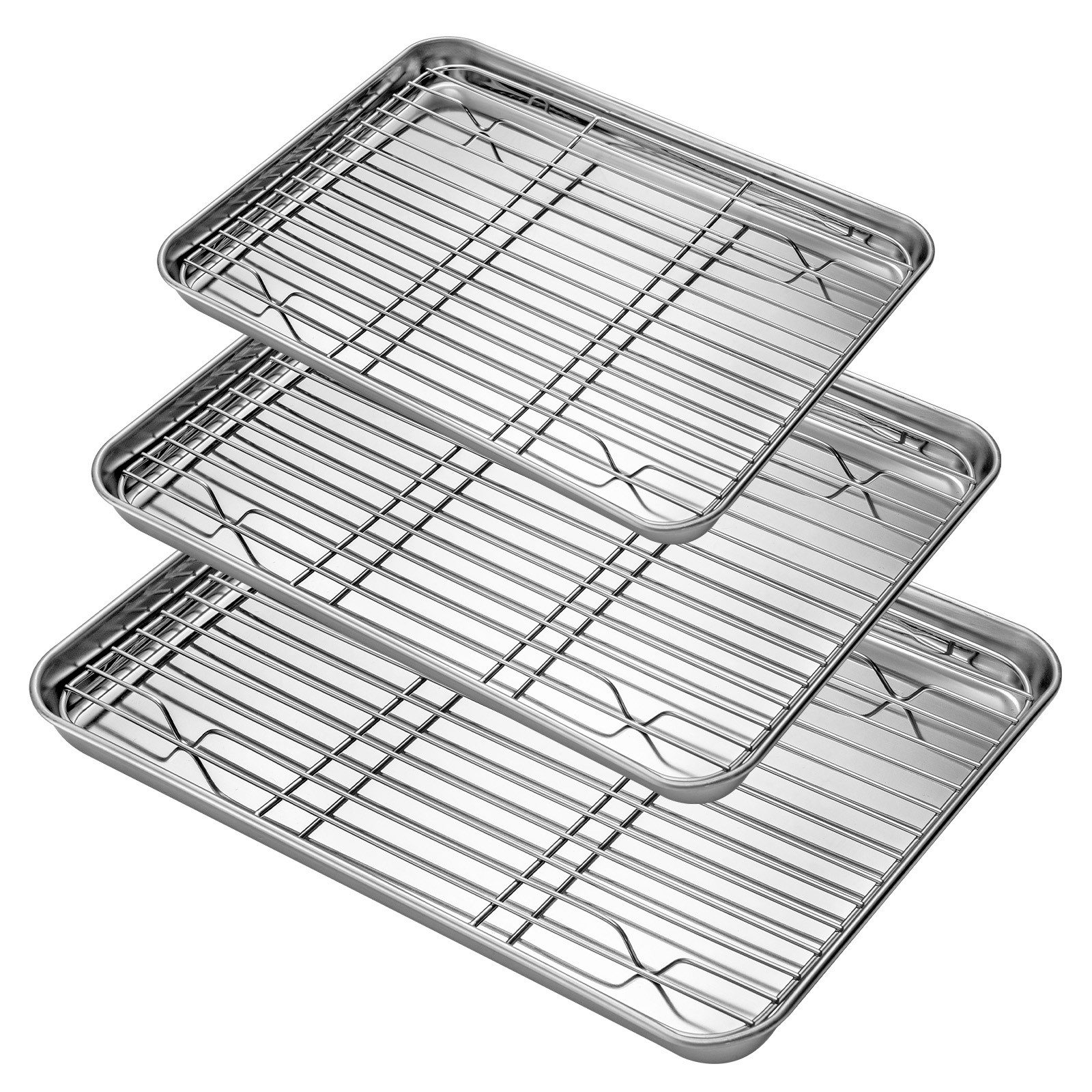 Youyijia Backblech 3er Set Edelstahl Backblech mit Rost Backofenblech