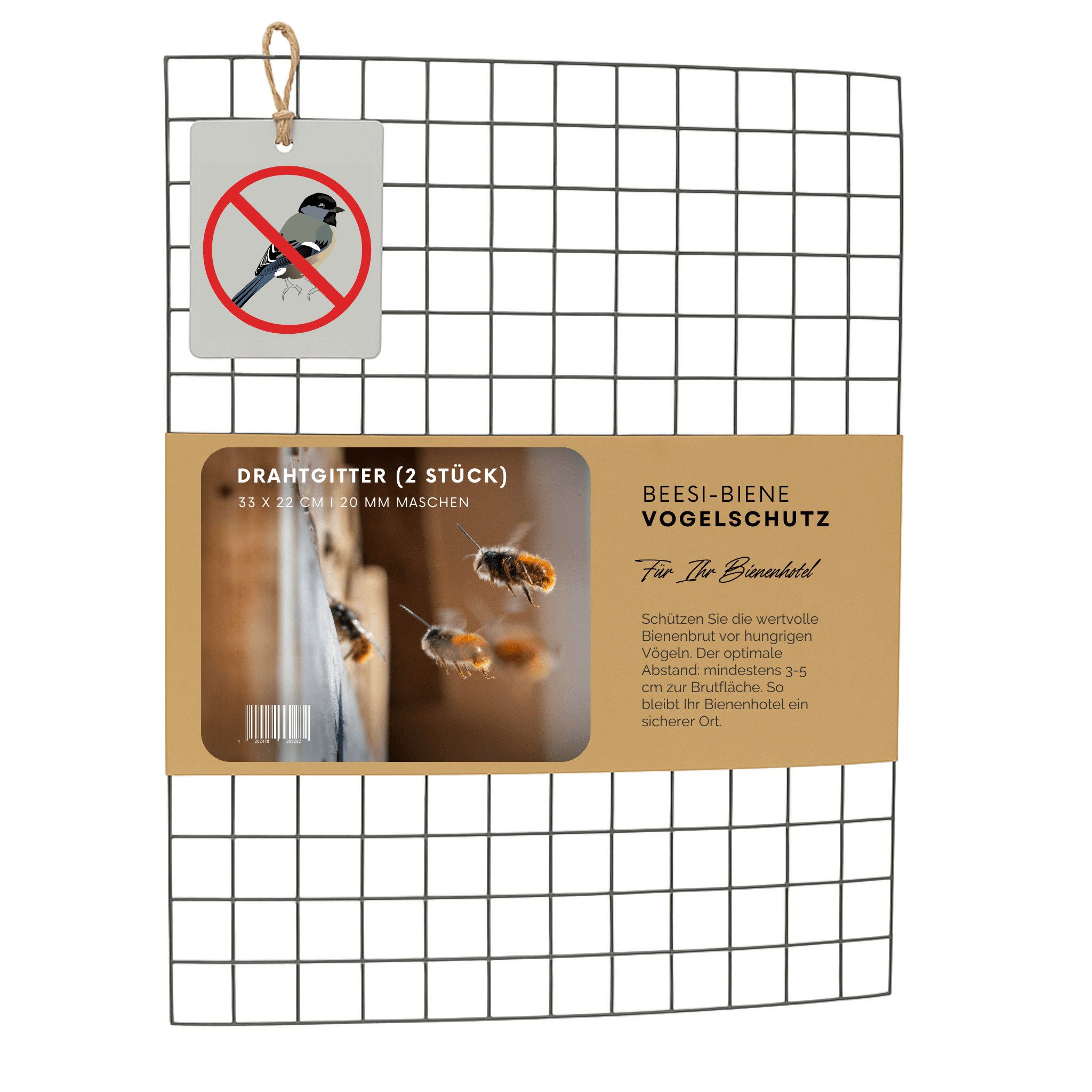 BEESI Insektenhotel Drahtgitter 33x22,8 cm – Metallgitter, Vogelschutz, 2 Stück, (Metallgitter Bienenhotel, 2-St., Schutzgitter für Wildbienen), 19mm Maschenweite