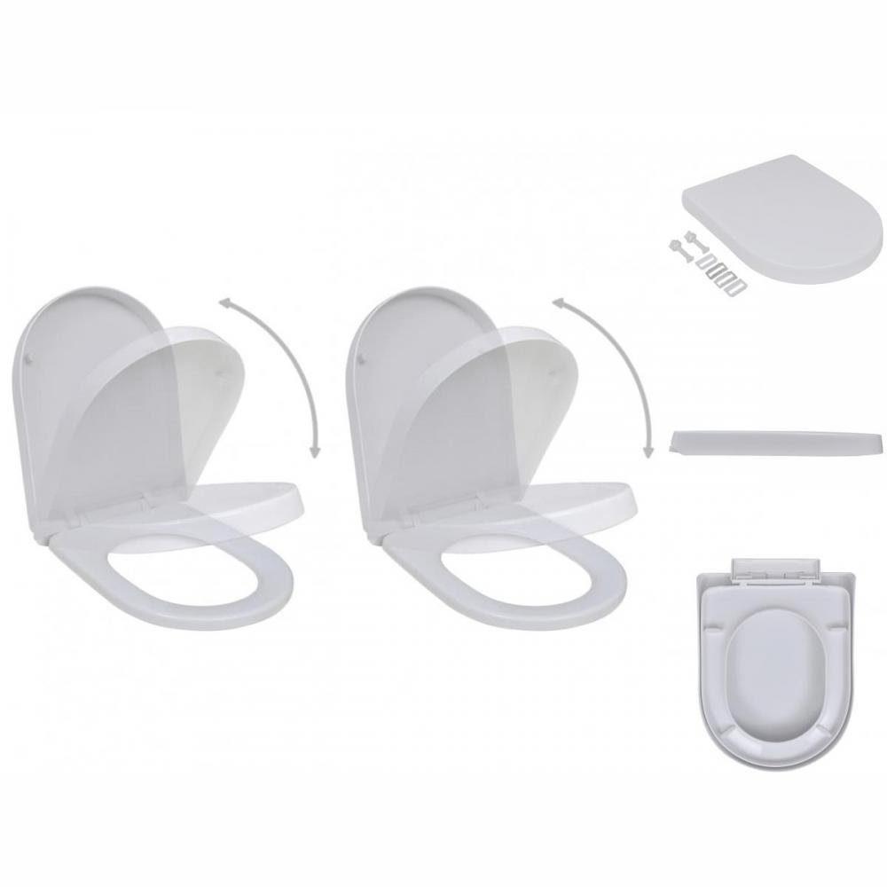 vidaXL WC-Sitz Toilettensitze mit Absenkautomatik 2 Stk Kunststoff Weiß