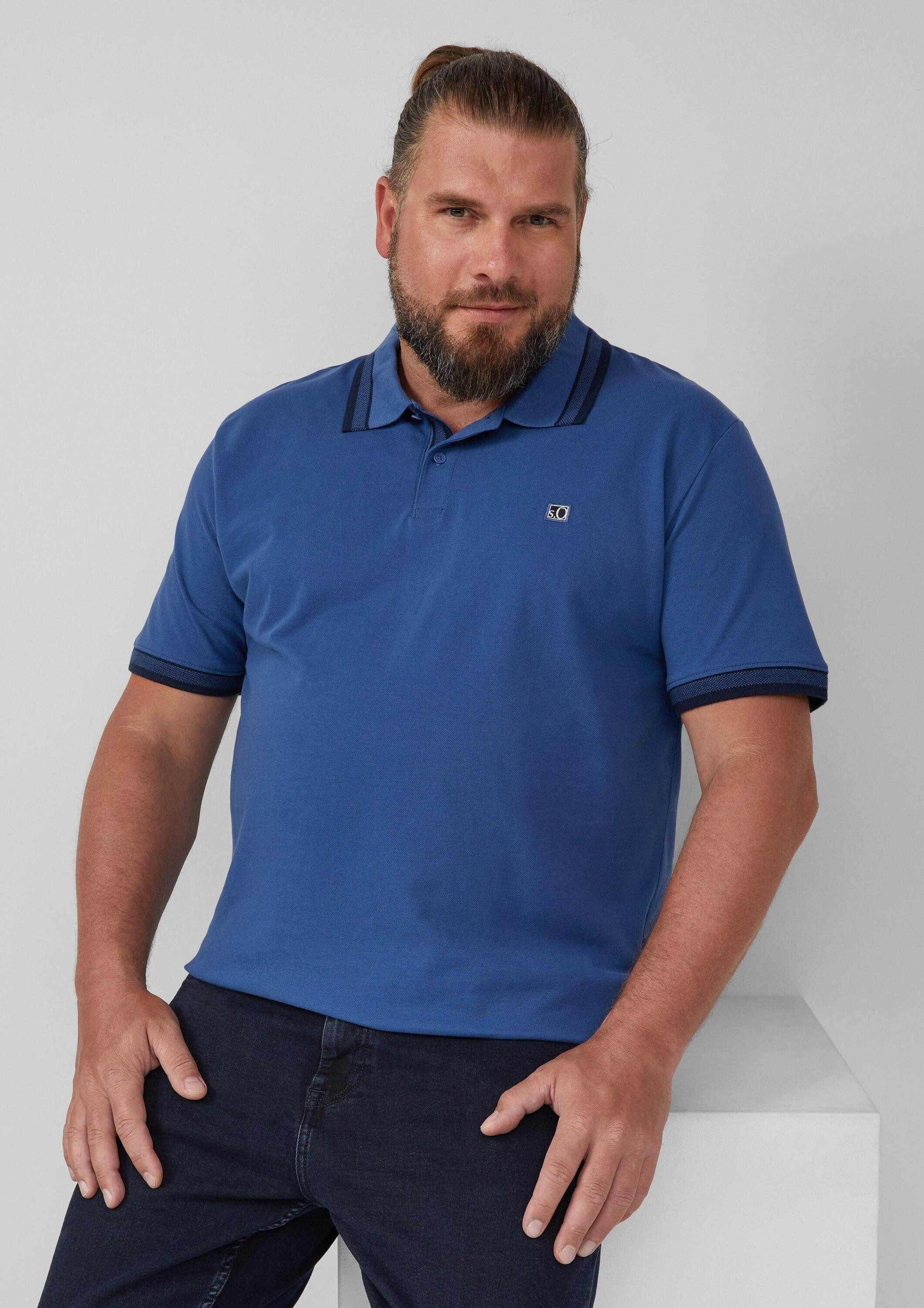 s.Oliver Kurzarmshirt Polo-Shirt Poloshirt aus Baumwollpiqué mit Kontrast-Details
