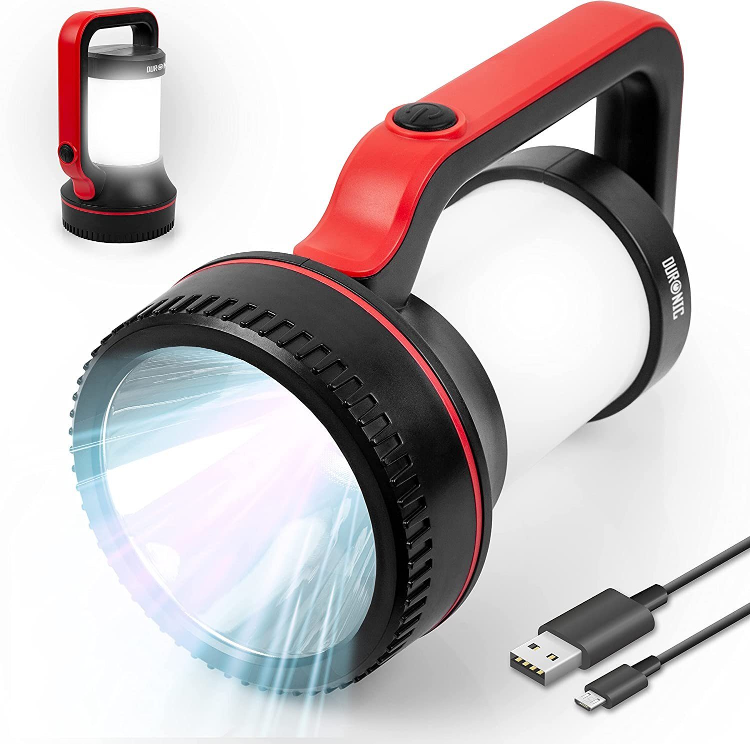 Duronic LED Taschenlampe, RL74 Taschenlampe, Mit Laterne im Gehäuse, 320 Lumen, 10.000 mAh