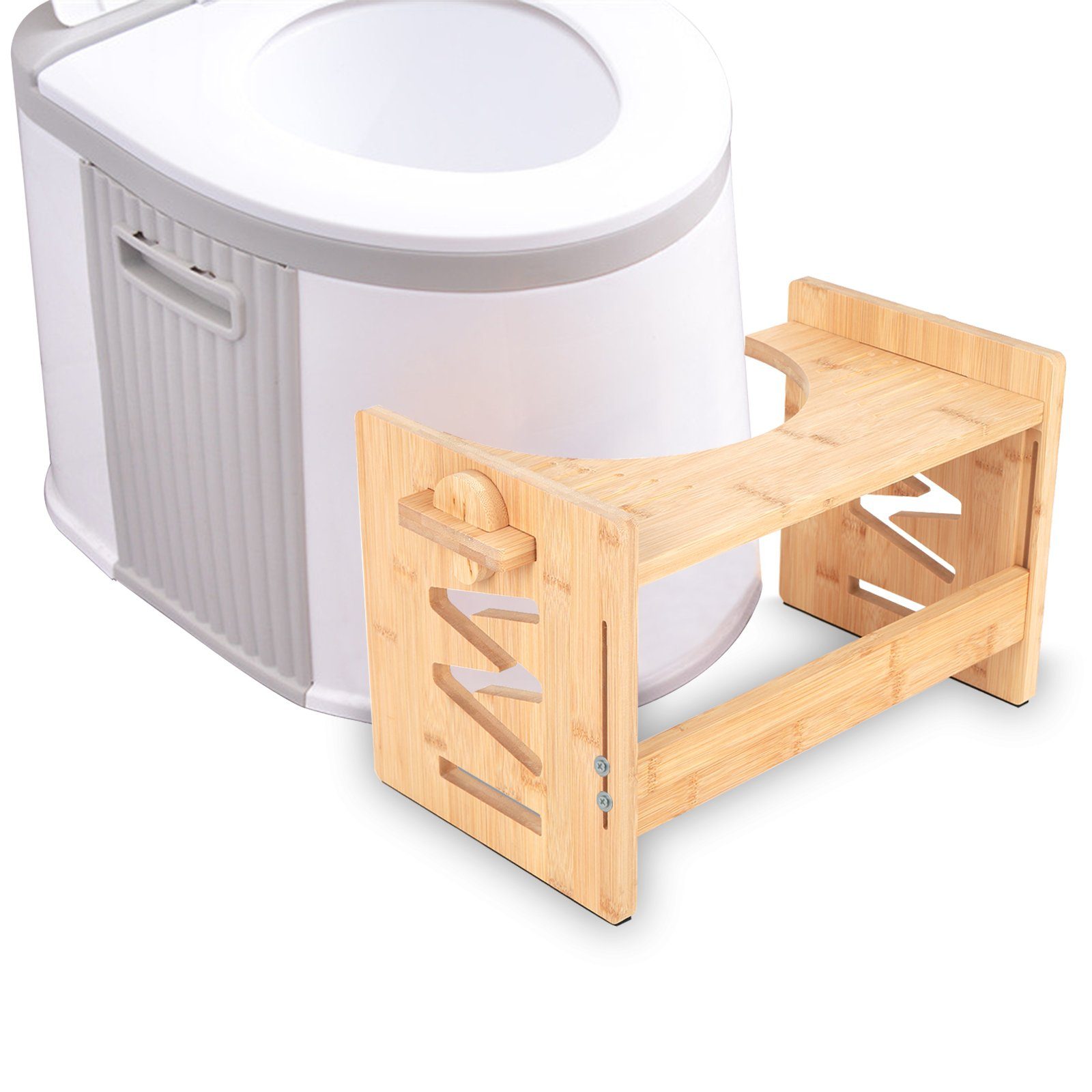 TWSOUL Hocker Toilettenhocker aus Bambus WC Hocker