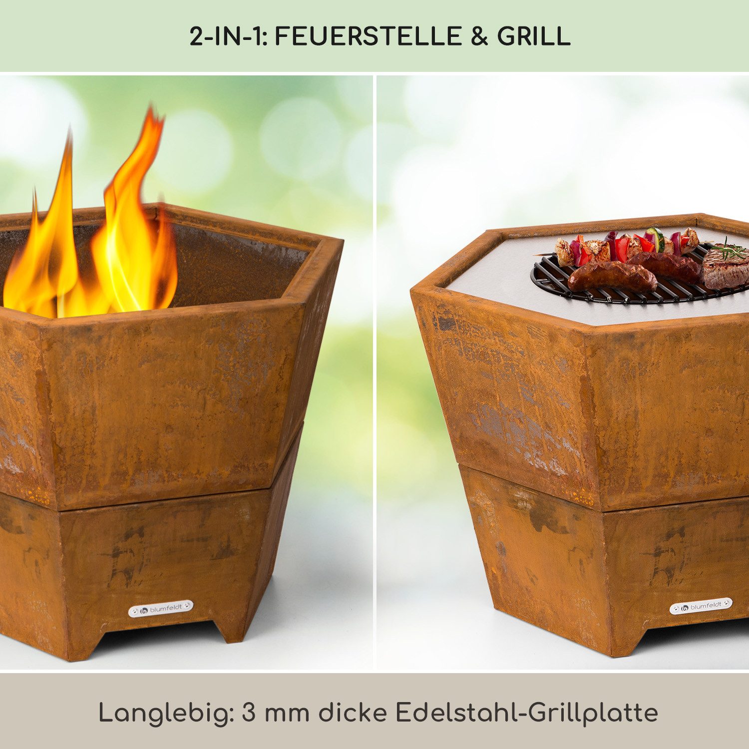 blumfeldt Feuerschale Hekla, (Set, Set), Garten günstig online kaufen