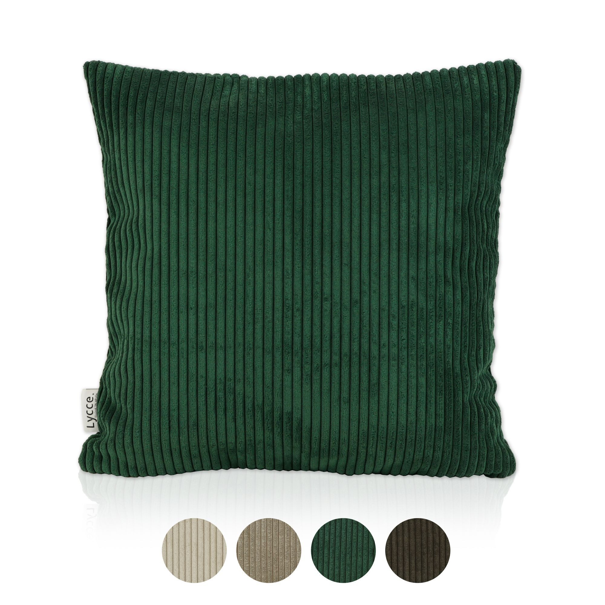 Lycce Dekokissen Kissenbezug aus trendigem Cordstoff (50x50cm), grün