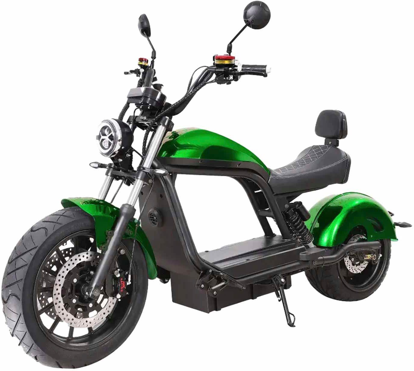 SXT Scooters E-Motorroller 45 Ah-Akku km/h, PRO, Chopper 30 grün XL mit glänzend