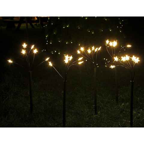 Star-Max LED Gartenleuchte FHS LED Sternenstäbe: 30 Sterne, 5 Stäbe, warmweiß, 4m, Timer, Outdoor