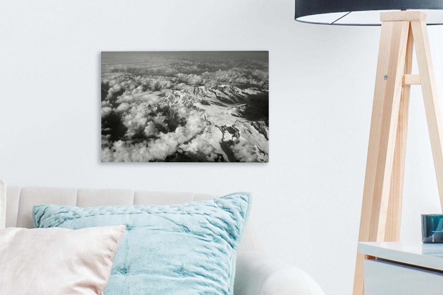 Der in Schweiz cm weiß, Aufhängefertig, 30x20 schwarz - und Luft der (1 Wanddeko, Aletschgletscher OneMillionCanvasses® der Leinwandbilder, Leinwandbild Wandbild aus St),