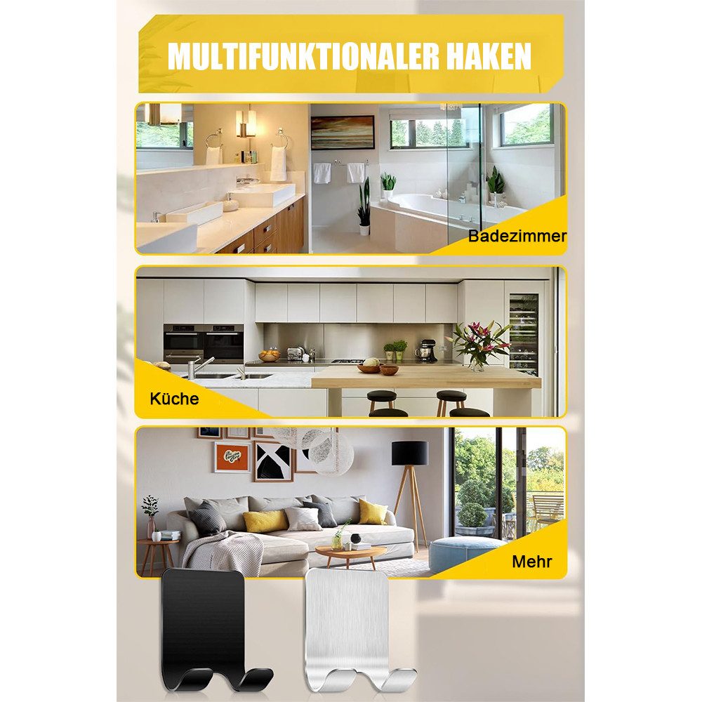 TUWENA Handtuchhaken 4 Stück Rasierer Halterung Dusche Haken, Edelstahl Rasierer Halter, Edelstahl Rasierer Hänger ohne Bohren, für Tür Wand Badezimmer, Küche – Bild 5 von 5