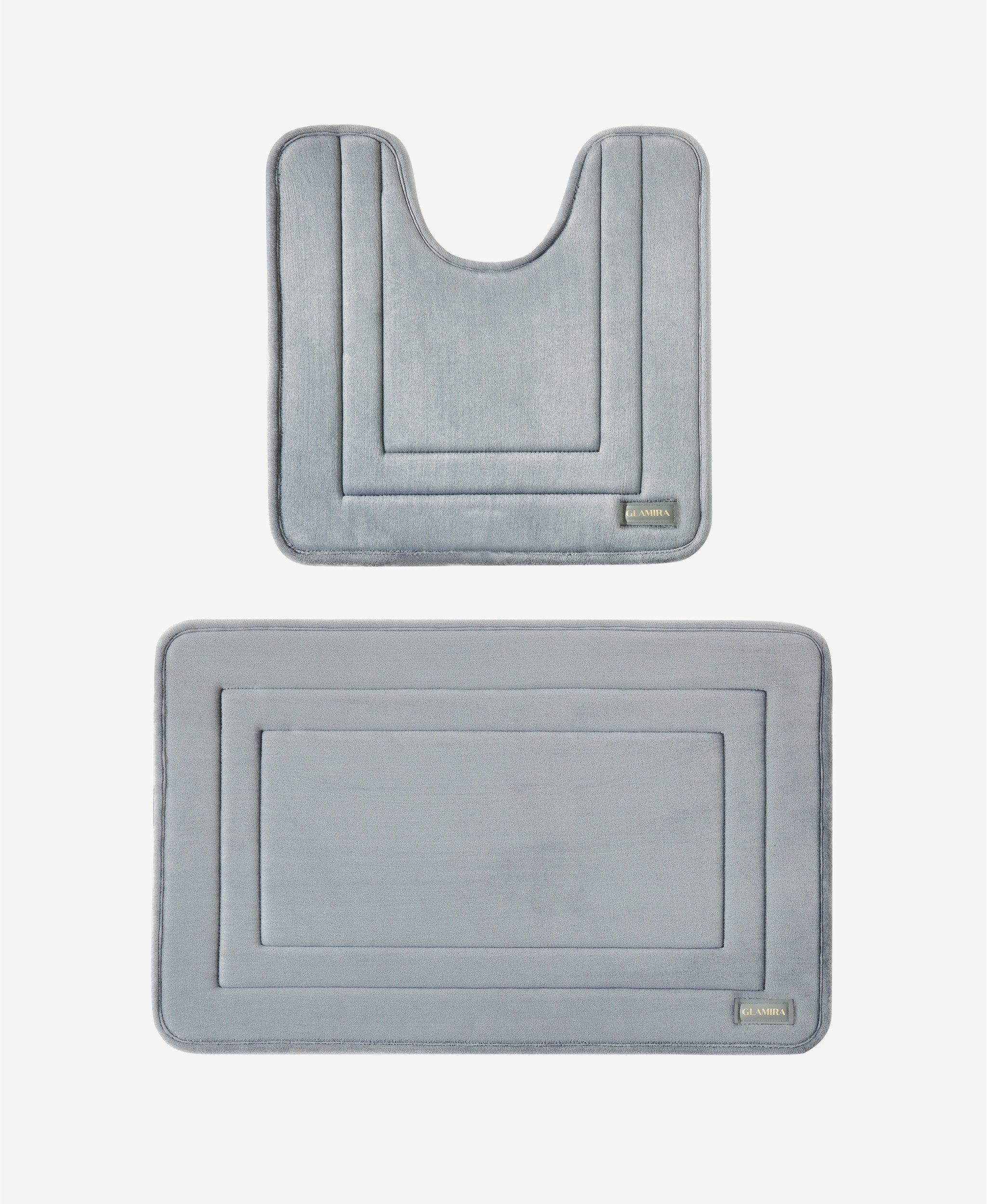 GLAMIRA Badematte Memory-Foam-Badematte, Höhe 12 mm, Memory Schaum,rutschhemmend beschichtet, strapazierfähig, 100% Polyester, Face: 280 GSM Flannel, Middle: 1.2 cm - 45D Memory Foam, Back: 3D Mesh, rechteckig, 2-tlg. Badematte, Memory Schaum