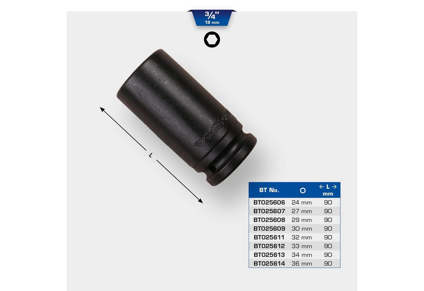 Thumbnail - Brilliant Tools Stecknuss 3/4" Kraft-Stecknuss Sechskant, 30 mm, lang
