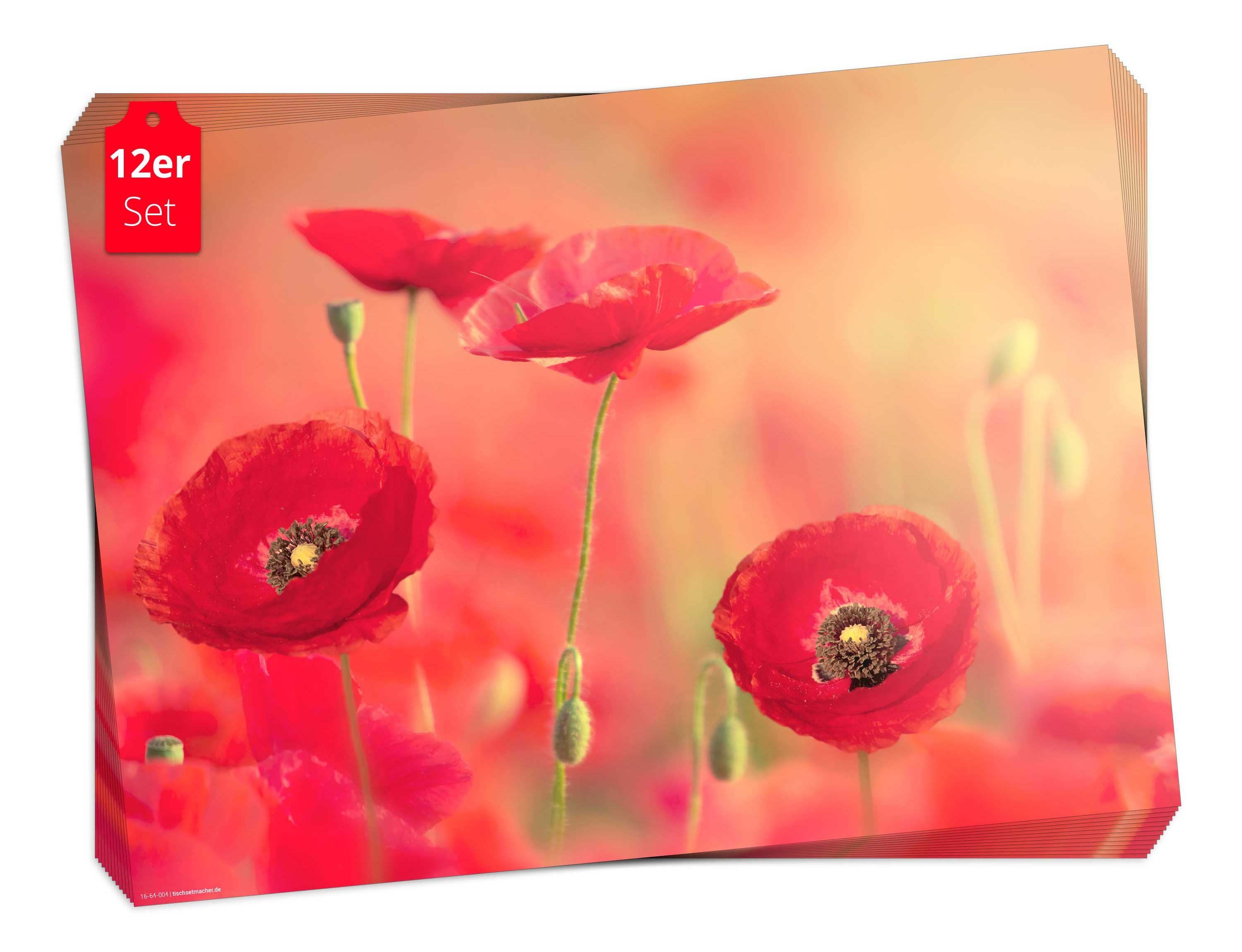 Platzset Tischset Frühling, Ostern & Blumen - Rote Mohnblumen
