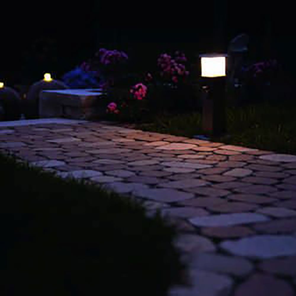HEITRONIC LED Außen-Stehlampe, Leuchtmittel mit Außenlampe mit Warmweiß, Energieverteiler Stehleuchte Steckdosen Steckdosen inklusive