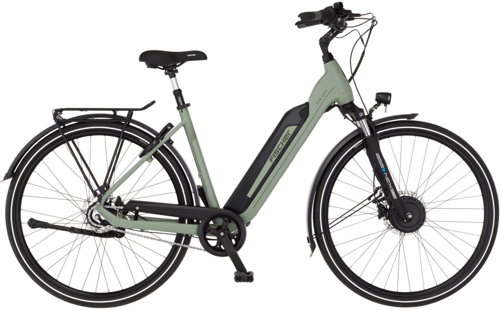FISCHER Fahrrad E-Bike Cityrad CITA 2403 459 ACTIVE, 7 Gang Shimano NEXUS Schaltwerk, Frontmotor, 459 Wh, (mit Akku-Ladegerät, mit Werkzeug), Pedelec, Elektrofahrrad für Damen und Herren