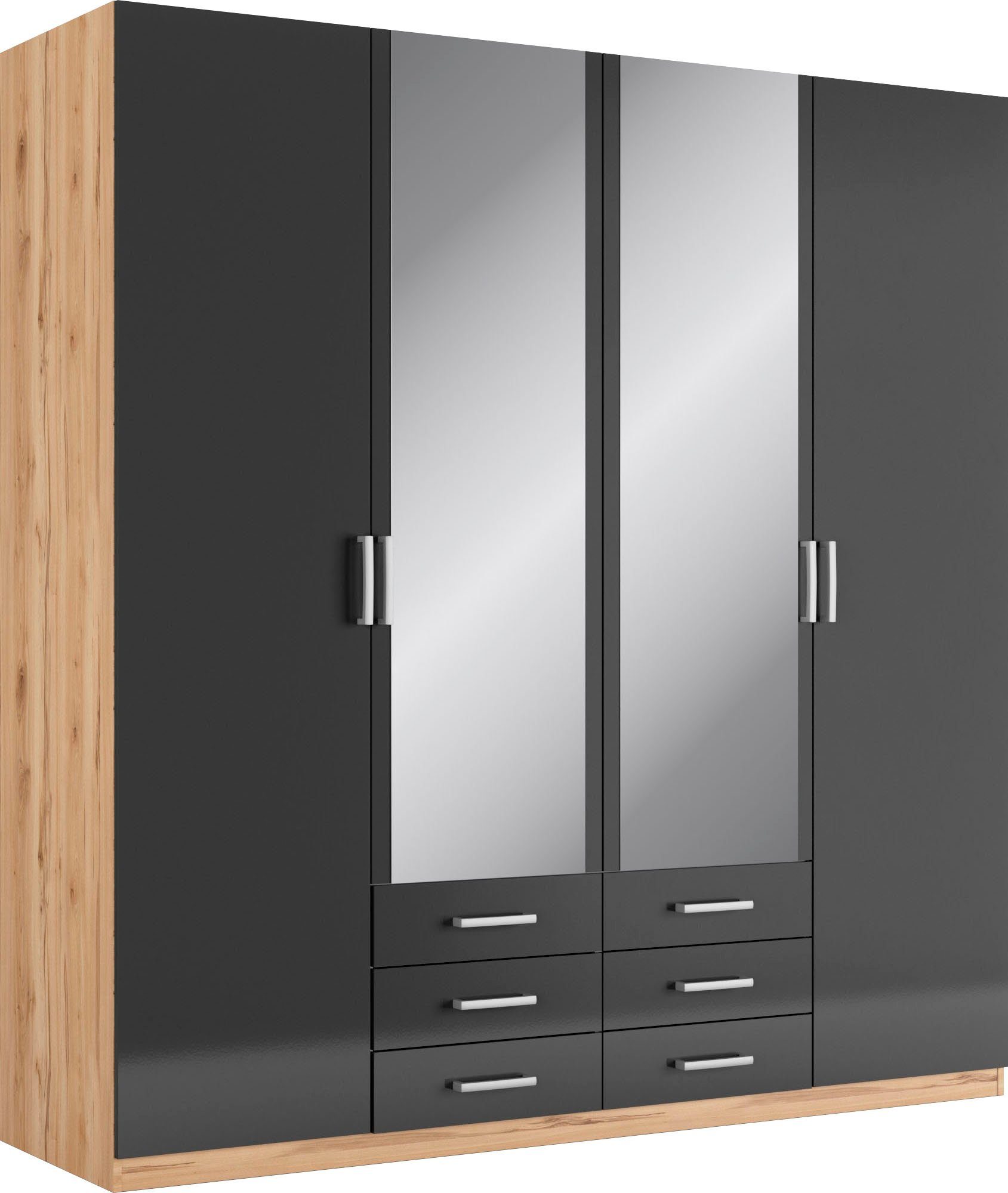 priess Kleiderschrank Amsterdam, viel Stauraum durch viele Schubkästen, Spiegeltüren Optional mit LED-Beleuchtung, Made in Germany