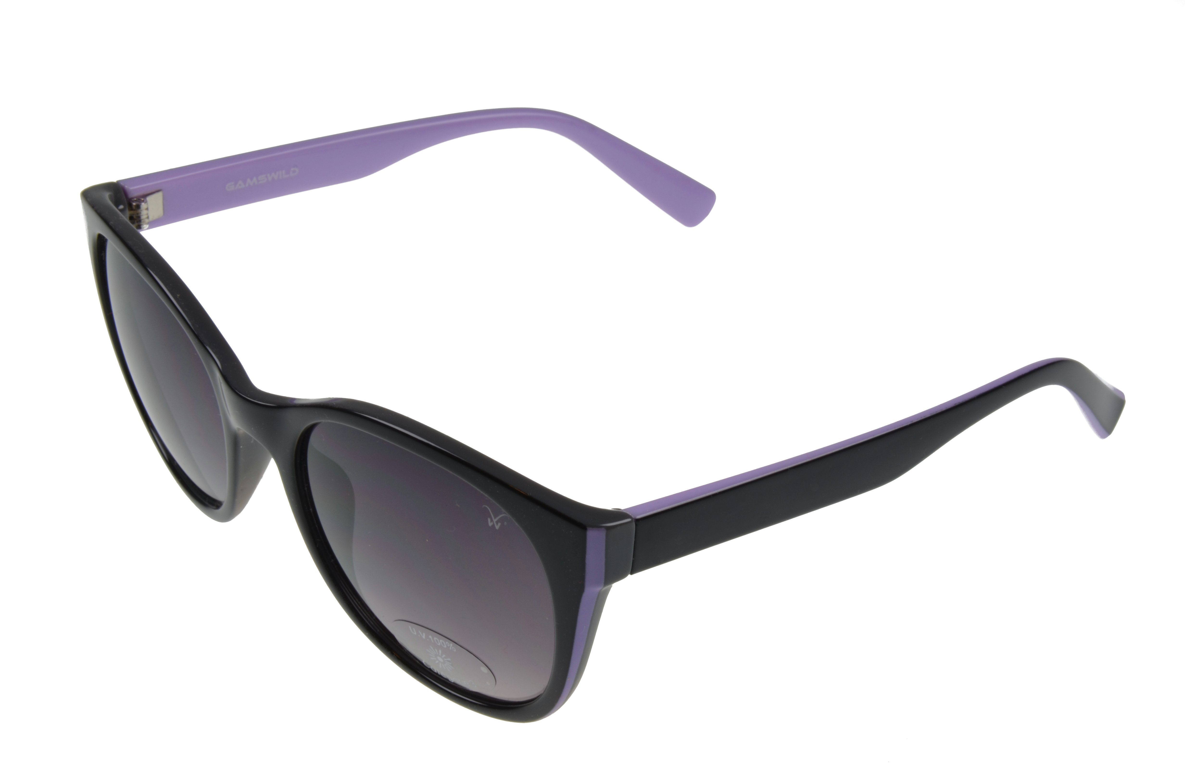 Gamswild Sonnenbrille WM7027 GAMSSTYLE Mode Brille Damen Herren Unisex lila, schwarz - beige, schwarz - lila / Cat-Eye