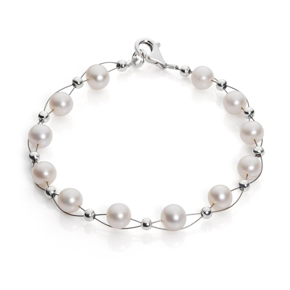 Schmuck Krone Schmuckset Schmuck-Set aus Perlen Collier, Armband und Paar Ohrhänger, Silber 925