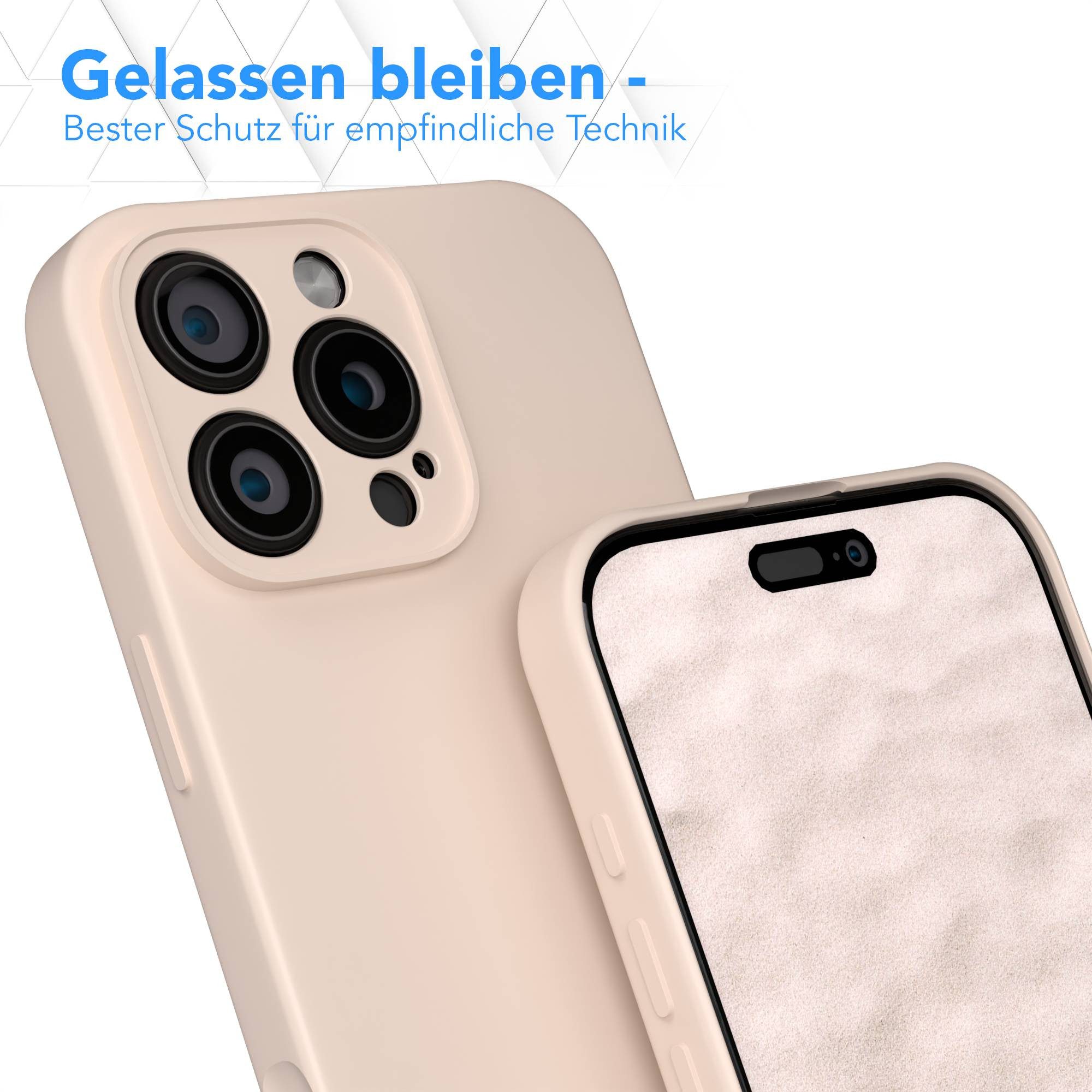 EAZY CASE Handyhülle für Apple iPhone 16 Pro Max Hülle Silikon 6,9 Zoll, Bumper Case Matt Slimcover Silikonschutzhülle elastisch Taupe / Beige – Bild 4 von 5
