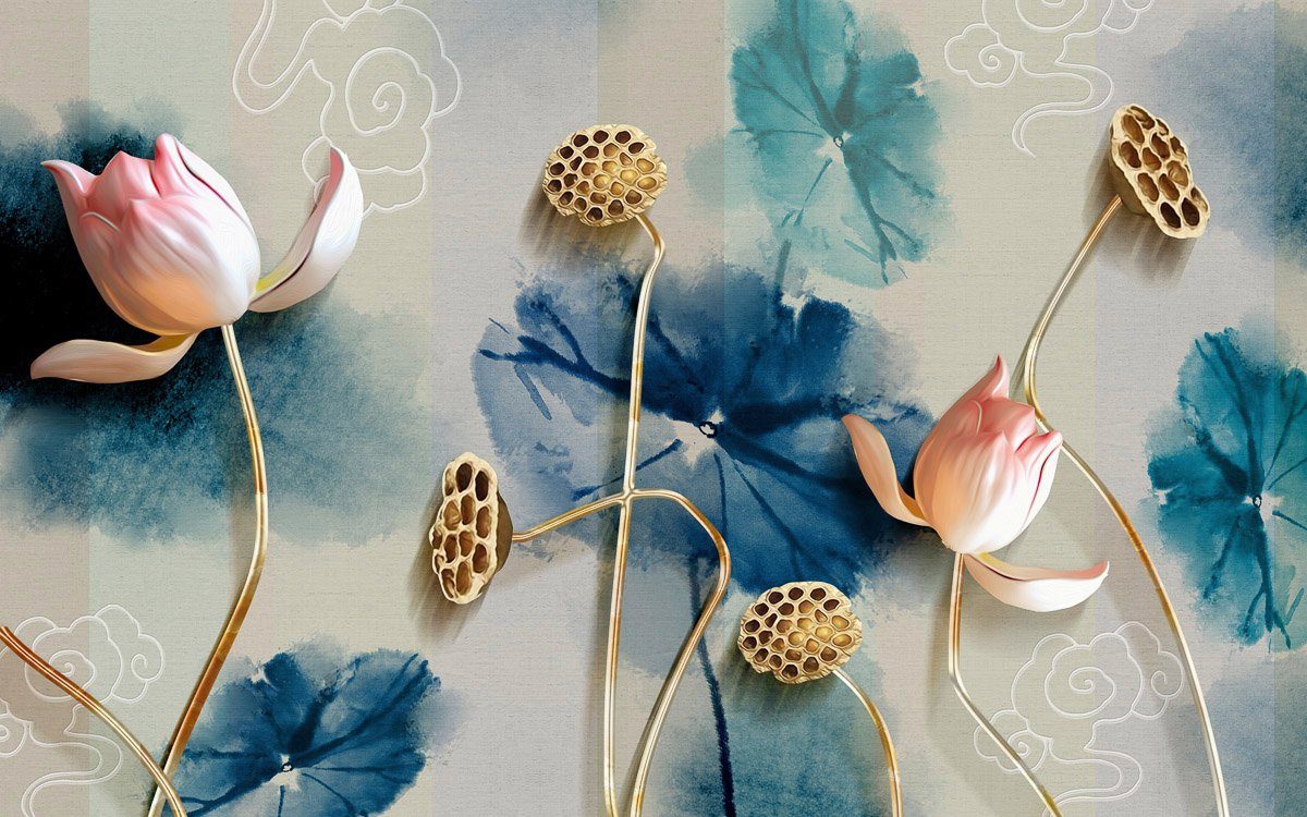 Blumen Papermoon mit Fototapete Muster