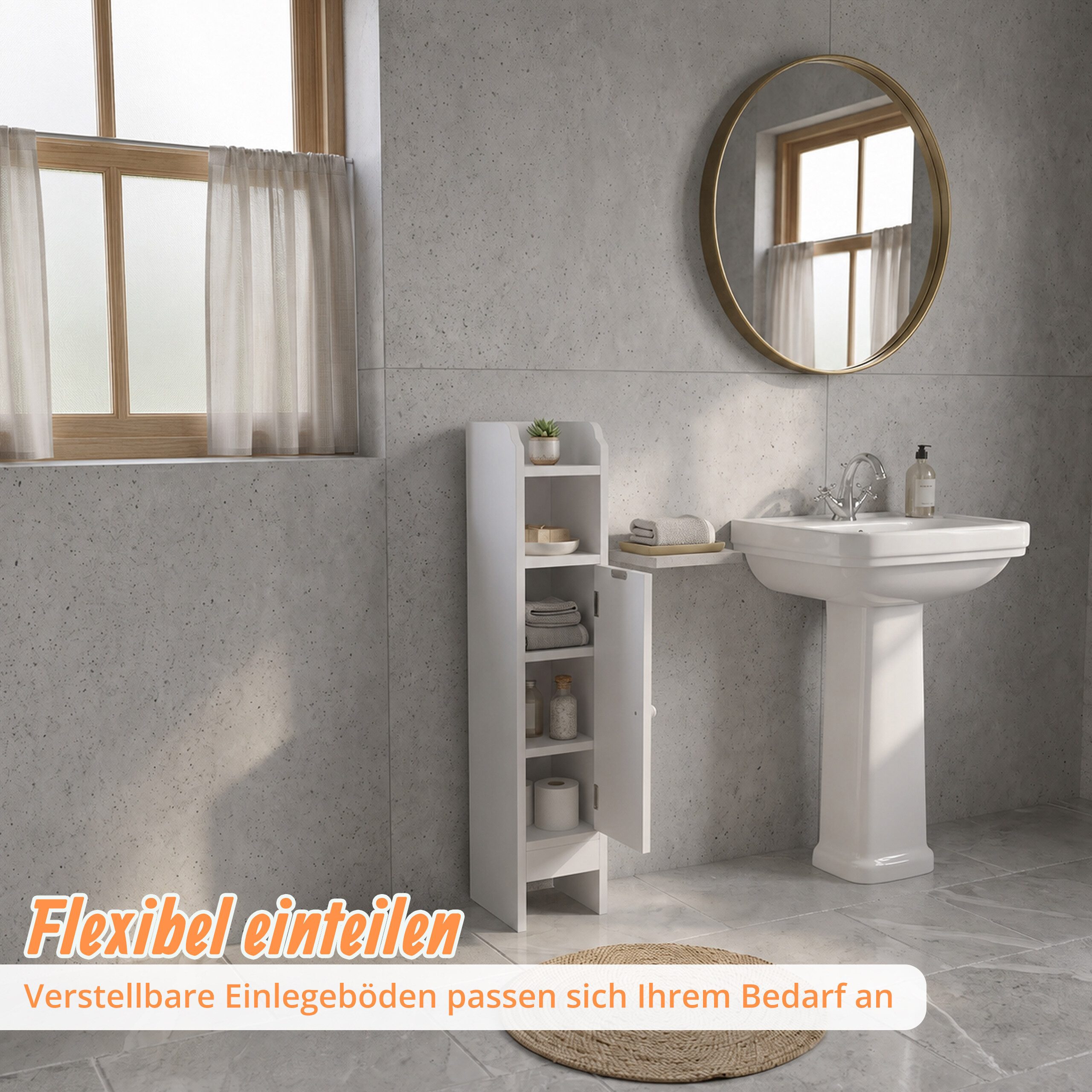 relaxdays Midischrank Weißer Badezimmerschrank (1-St) – Bild 5 von 5