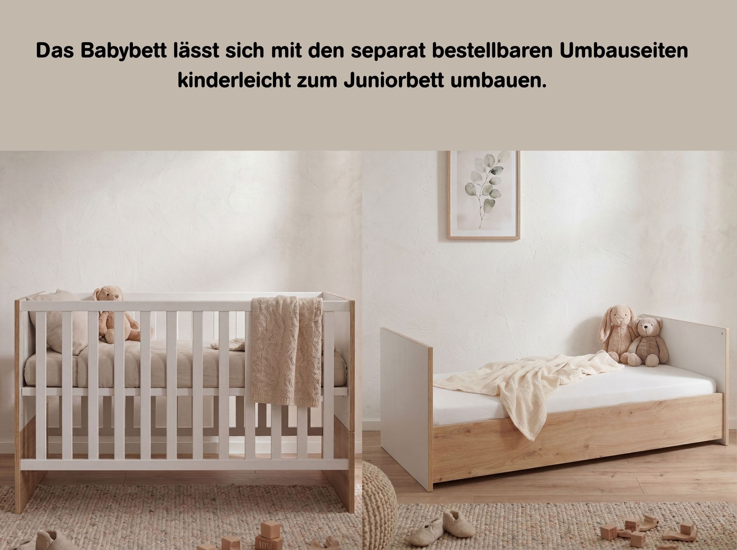 arthur berndt Babybett Maxim, 4x höhenverstellbares Lattenrost, Mitwachsend, Made in Germany