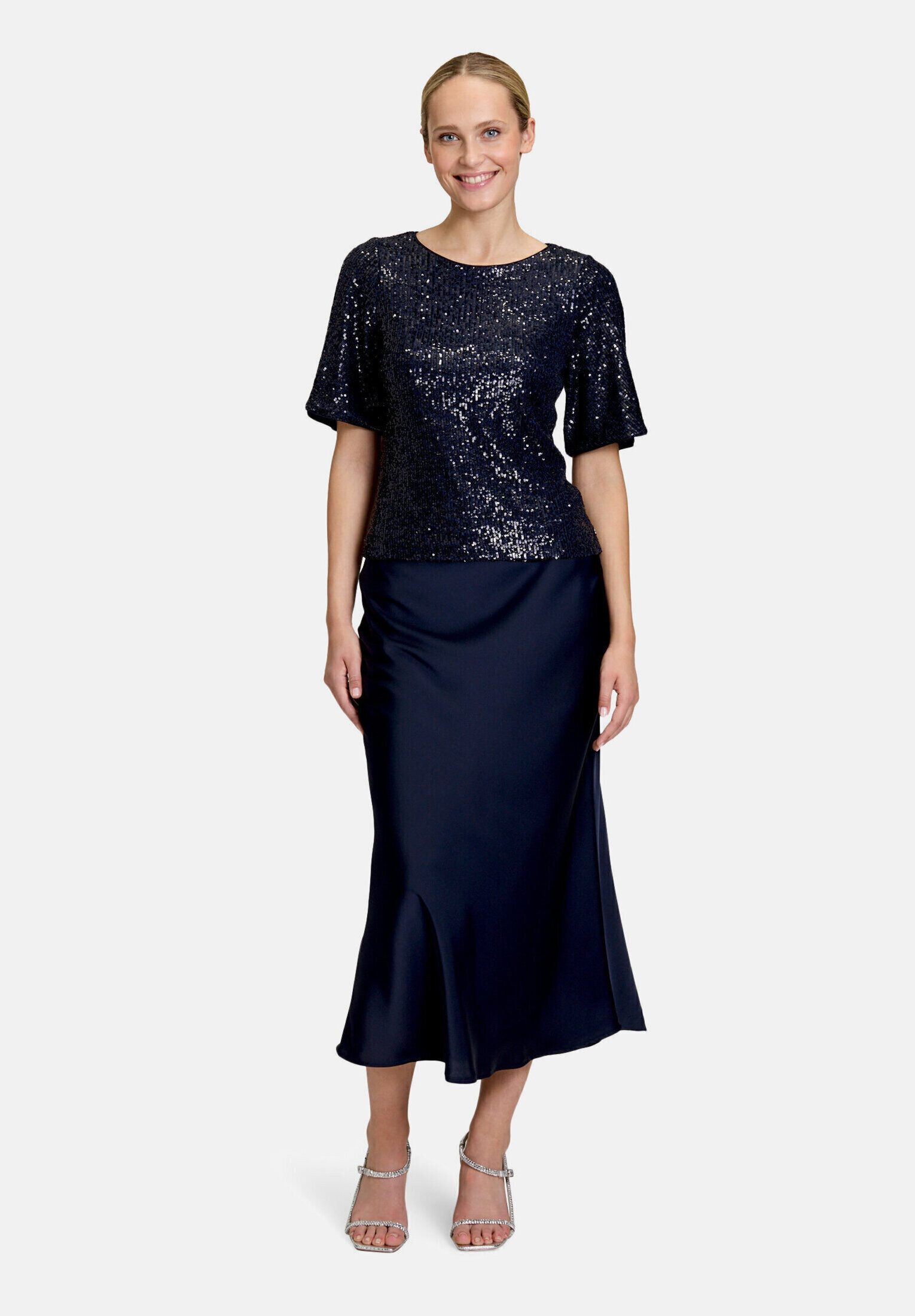 Vera Mont Kurzarmshirt Damen mit Flügelärmeln (1-tlg) Pailletten