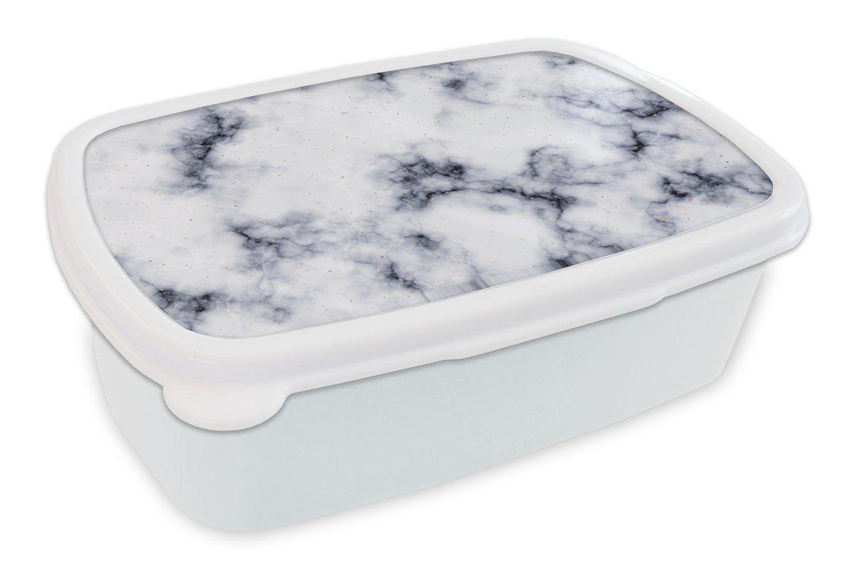 MuchoWow Lunchbox Marmor - Achatgeode - Stein, Kunststoff, (2-tlg), Brotbox für Kinder und Erwachsene, Brotdose, für Jungs und Mädchen weiß