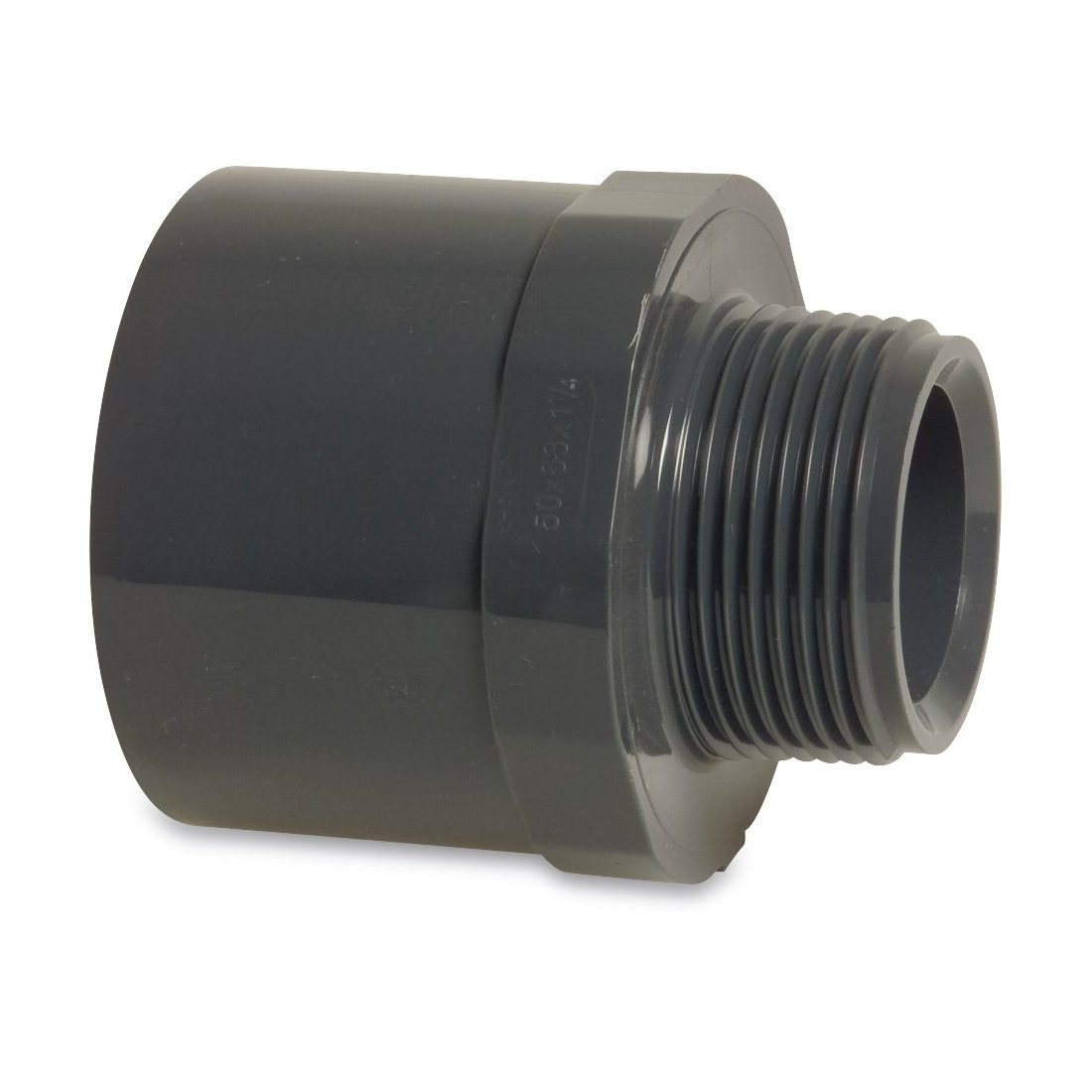 Mega Group Gewindefitting Übergangsnippel PVC-U Klebemuffe/Klebestutzen x Außengewinde 10 bar, Ø 75/90 mm x 21/2 Zoll (PN10)
