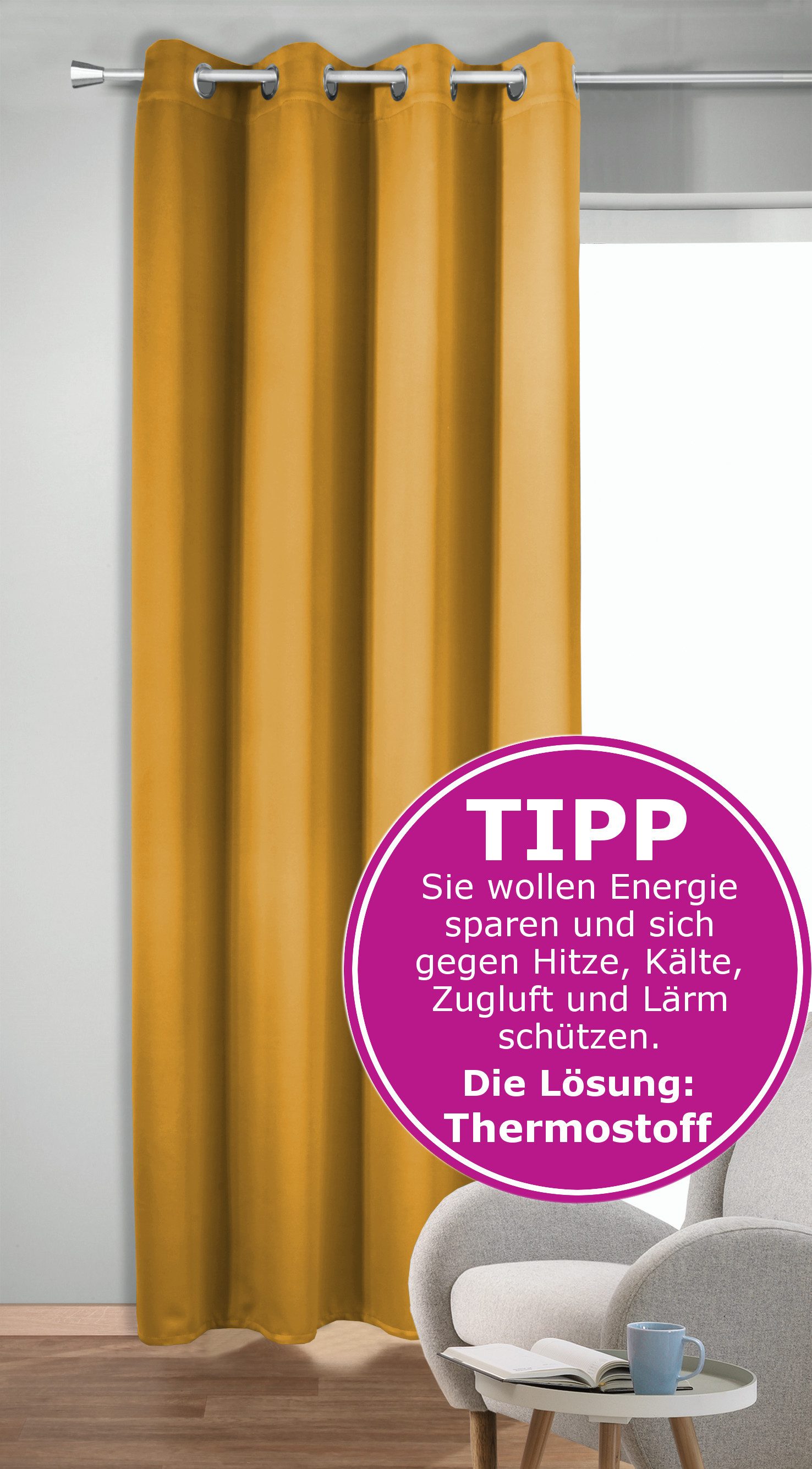 novumfix Verdunkelungsvorhang Sunout/20 curry Thermovorhang XXL Ösen bis 35 günstig online kaufen