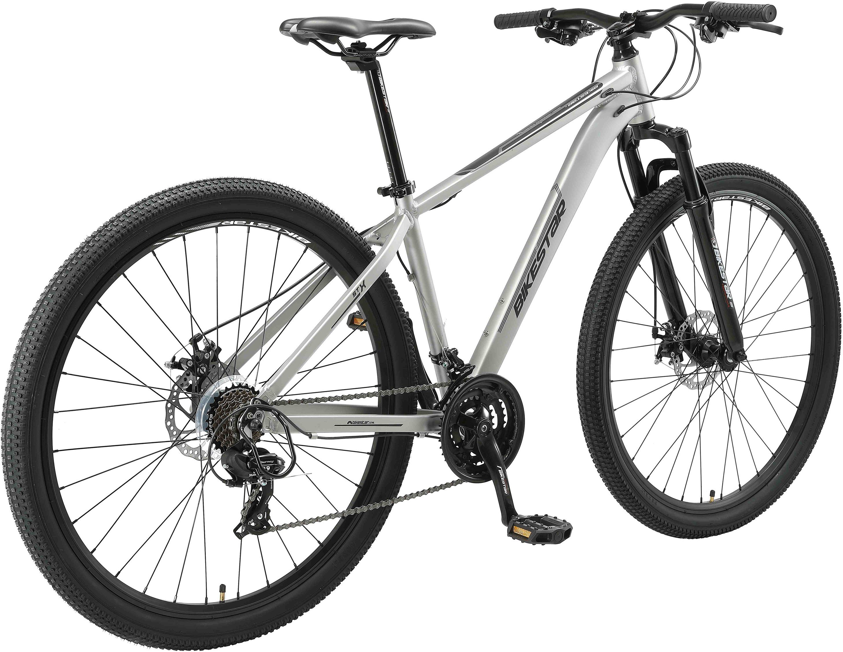Bikestar Mountainbike, 21 Gang Shimano RD-TY300 Schaltwerk, Kettenschaltung, für Damen und Herren, Kettenschaltung