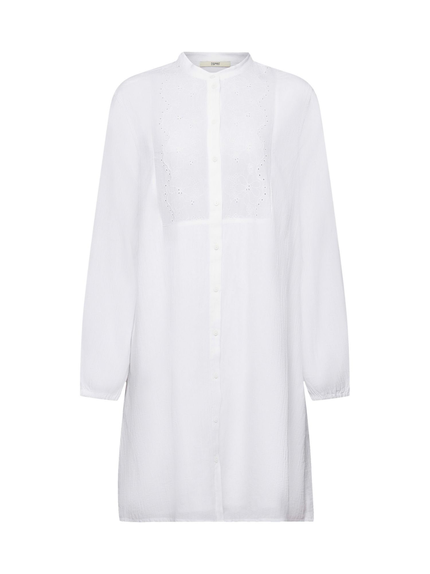 Hemdblusenkleid Besticktes WHITE Midikleid Esprit