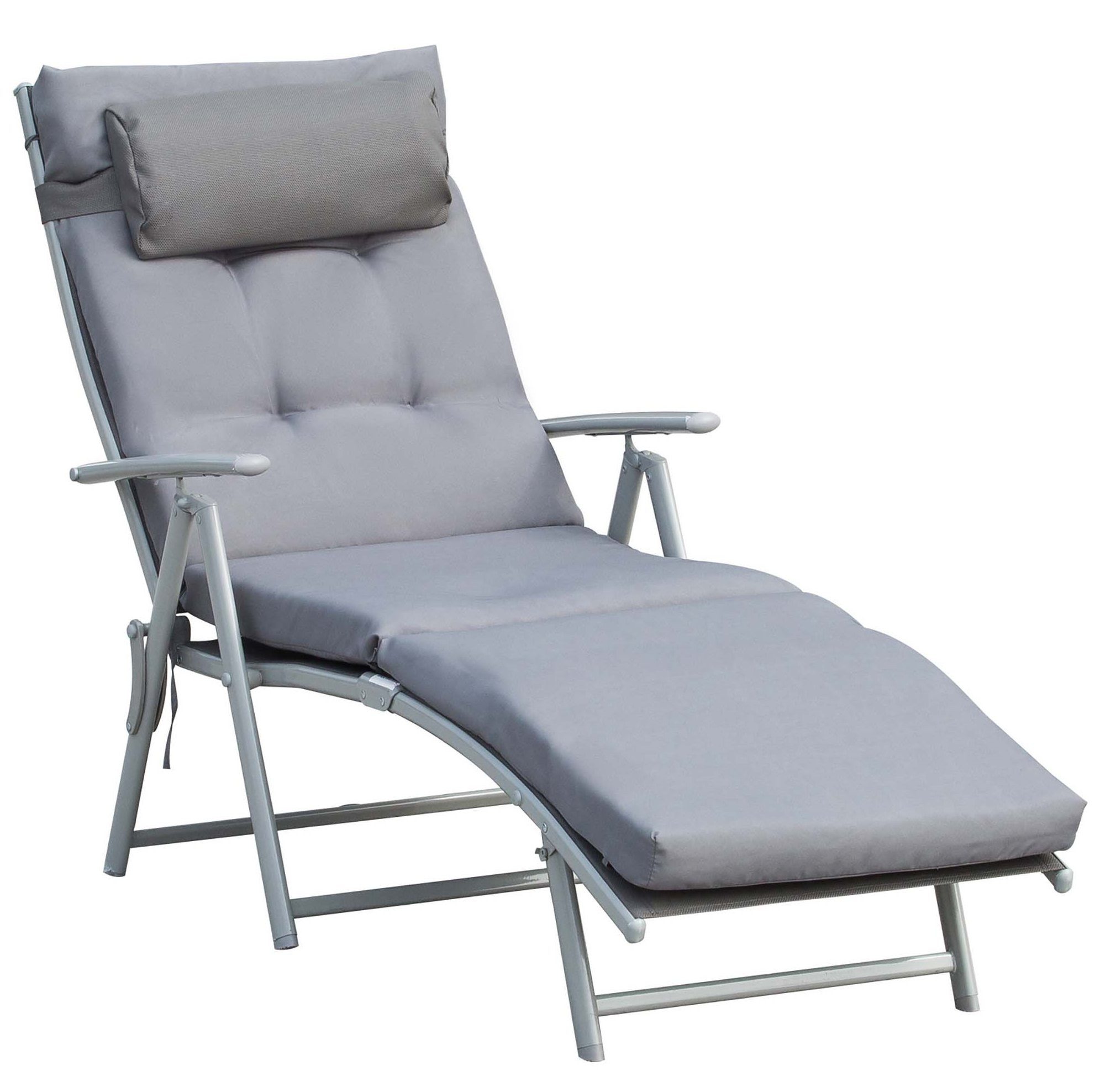 REDOM Gartenliege Klappstuhl 137x63,5x100,5 cm verstellbar, wetterfest, Packung, 1 St., Faltbare Gartenliege aus Metall & Stoff für Terrasse & Balkon, Verstellbare Strandliege mit Kissen, komfortabel für Outdoor