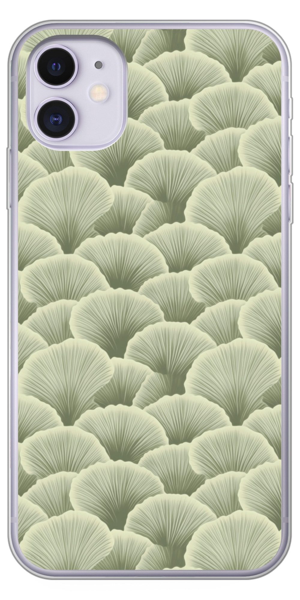 MuchoWow Handyhülle für Apple iPhone 11 Fächer - Blatt - Grün, Smartphone-Bumper, Print, Handy Schutzhülle Dünn