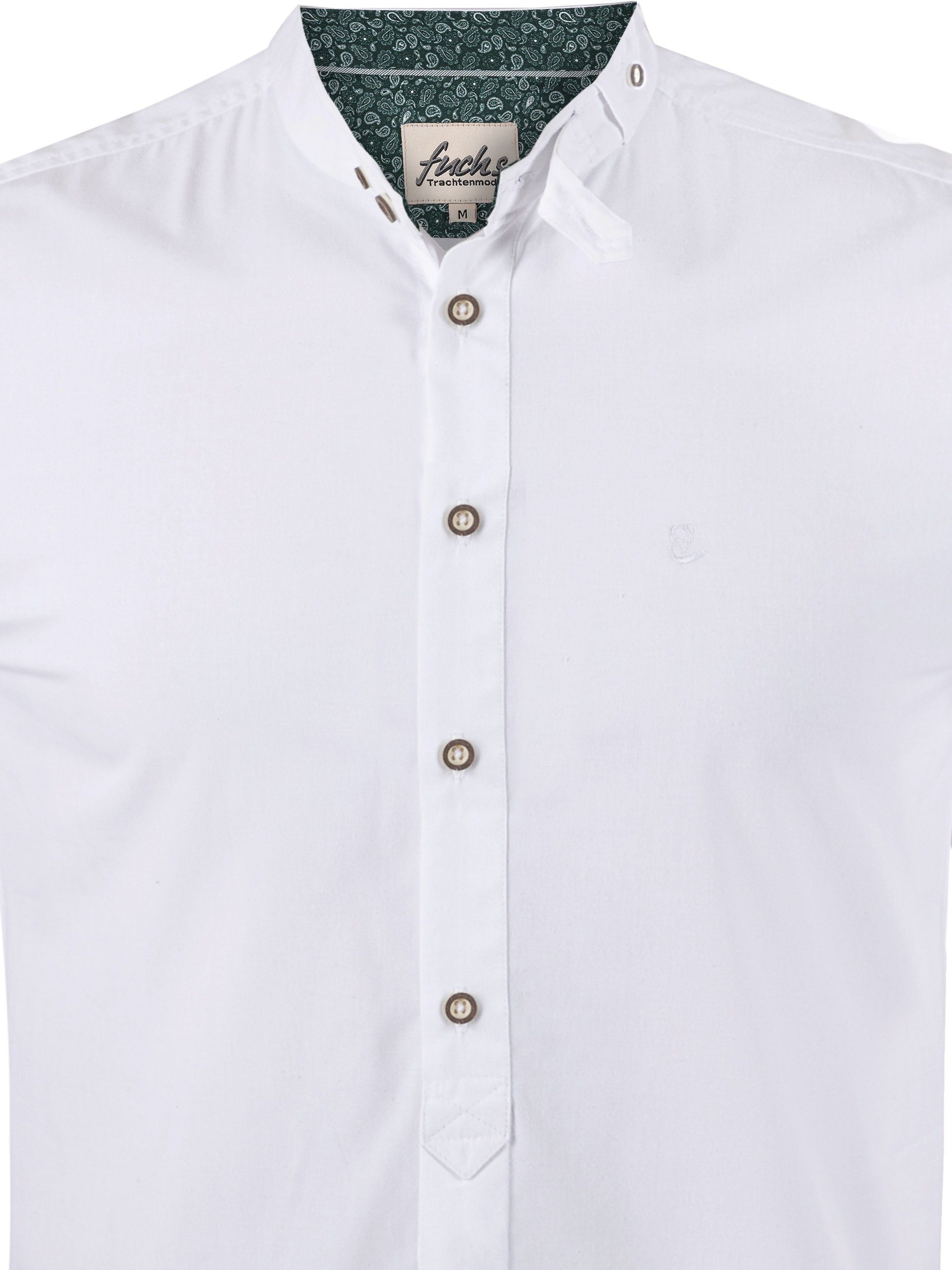 FUCHS Trachtenhemd Hemd Albert mit Stehkragen weiß-tanne