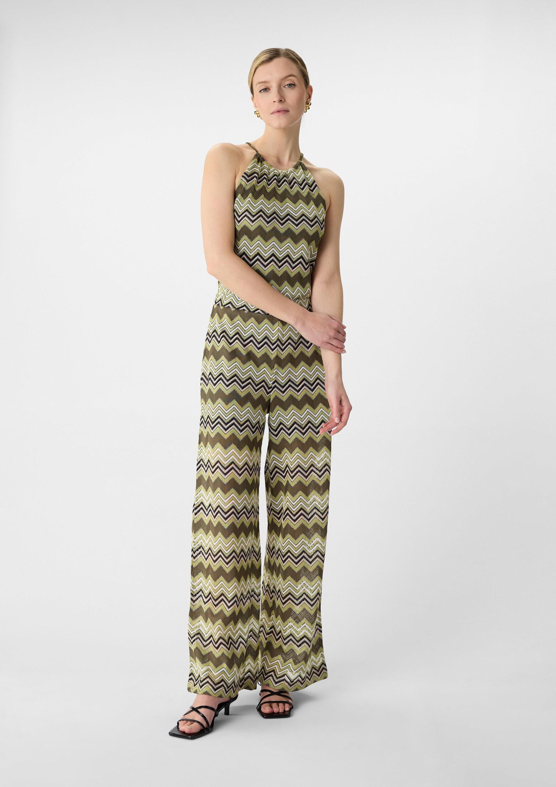 comma Jumpsuit Overall Strick-Jumpsuit mit Zick-Zack-Muster günstig online kaufen