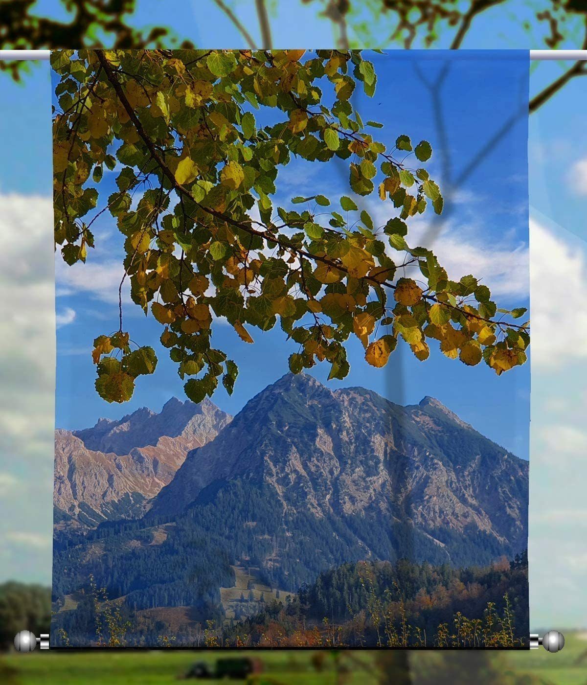 den - Beschwerung, rechteckig Bergen gardinen-for-life Scheibengardine in Herbst Scheibenhänger mit