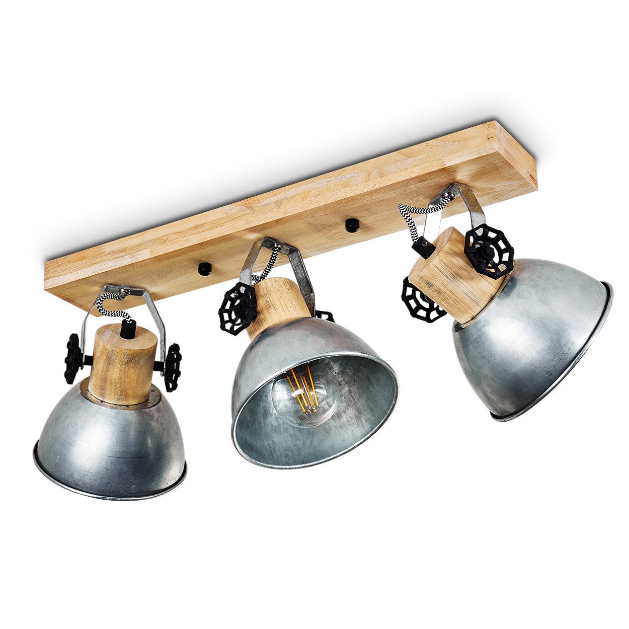 hofstein Deckenleuchte »Cotes« Deckenlampe aus Metall/Holz in Zink/Braun, o günstig online kaufen
