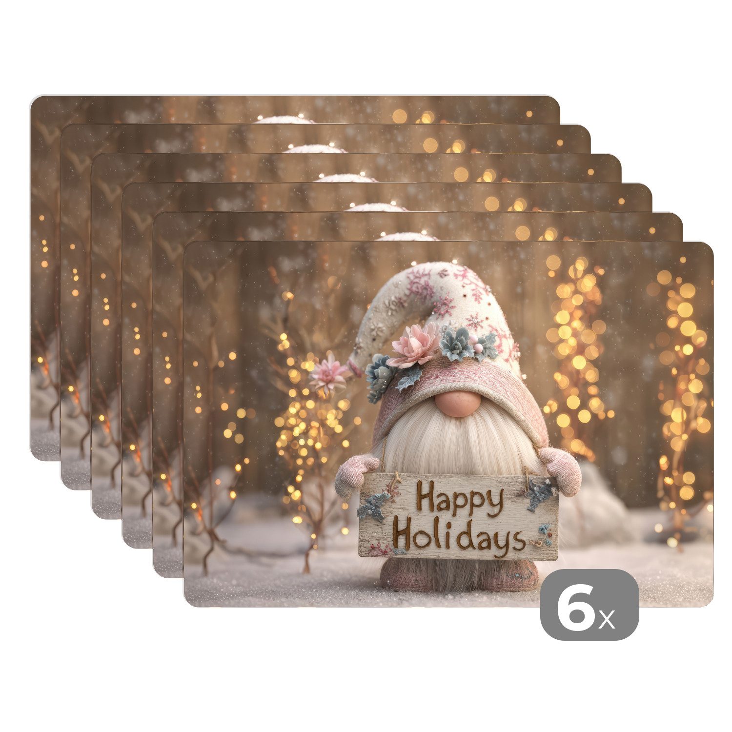 MuchoWow Platzset Weihnachten - Wichtel - Teller - Bunt, (6-St), Platzsets, günstig online kaufen