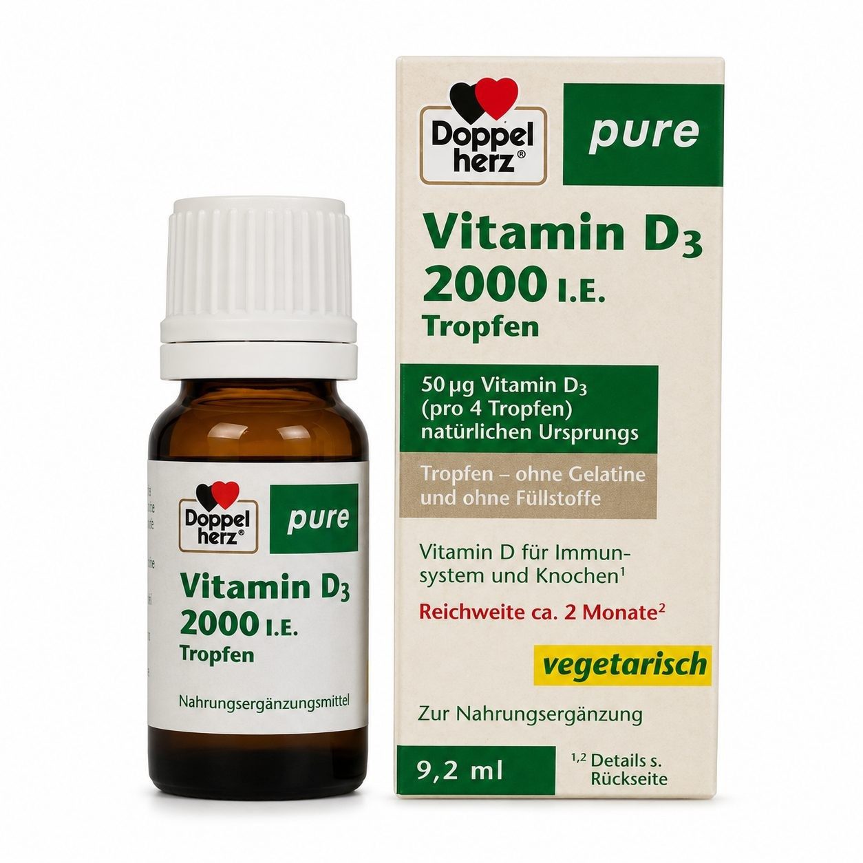 Queisser Pharma GmbH & Co. KG DOPPELHERZ Vitamin D3 2000 I.E. pure Tropfen Tropfen