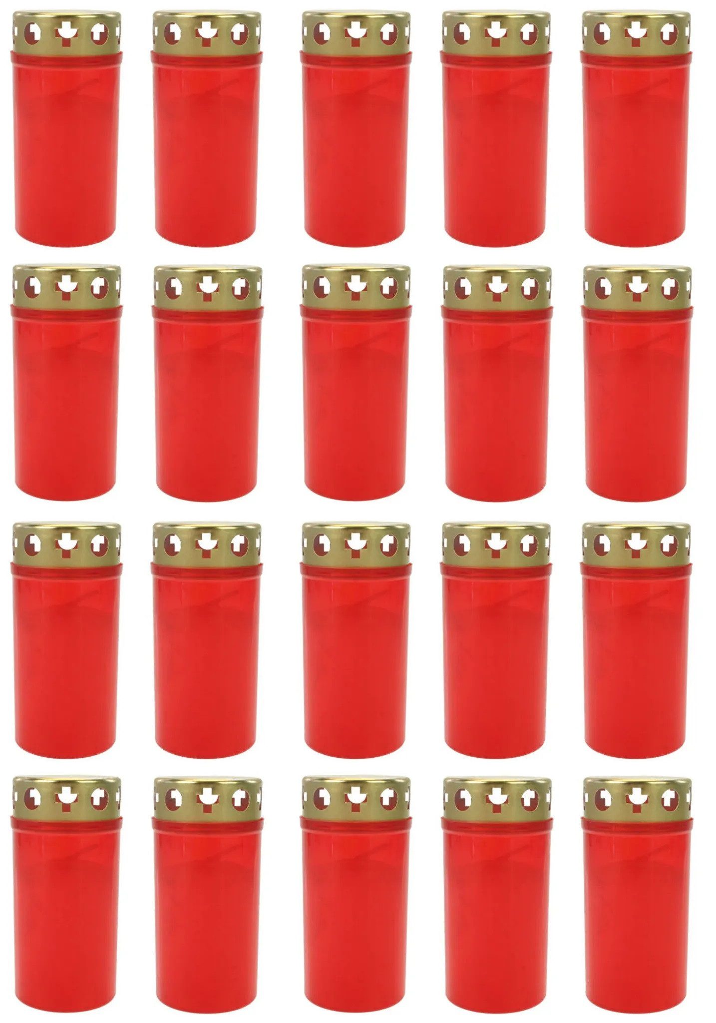 Expo Börse Grabkerze Grabkerzen Grablicht Grablichtkerze Trauerlicht mit Golddeckel (20-tlg), Höhe: 12 cm & 44h Brenndauer & mit Golddeckel