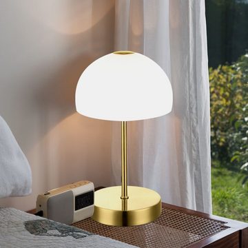 etc-shop LED Tischleuchte, LED-Leuchtmittel fest verbaut, Warmweiß, LED Schreib Nacht Tisch Leuchte Glas weiß opal Wohn Zimmer