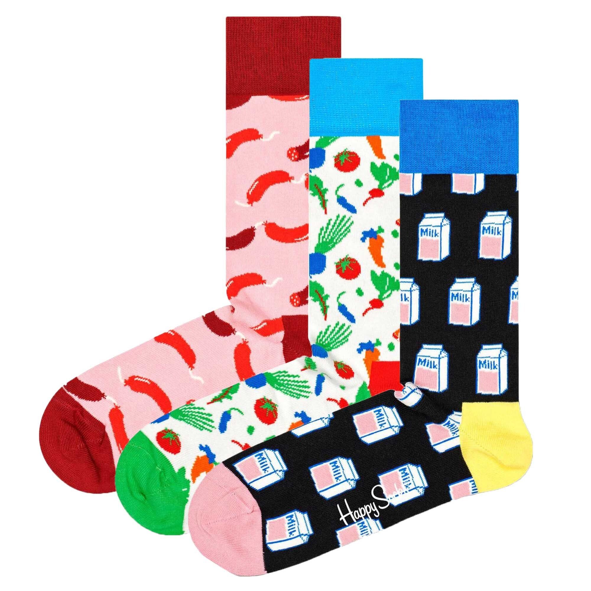 Pack Socks Geschenkbox Kurzsocken Unisex 3er Foodie Happy Socken,