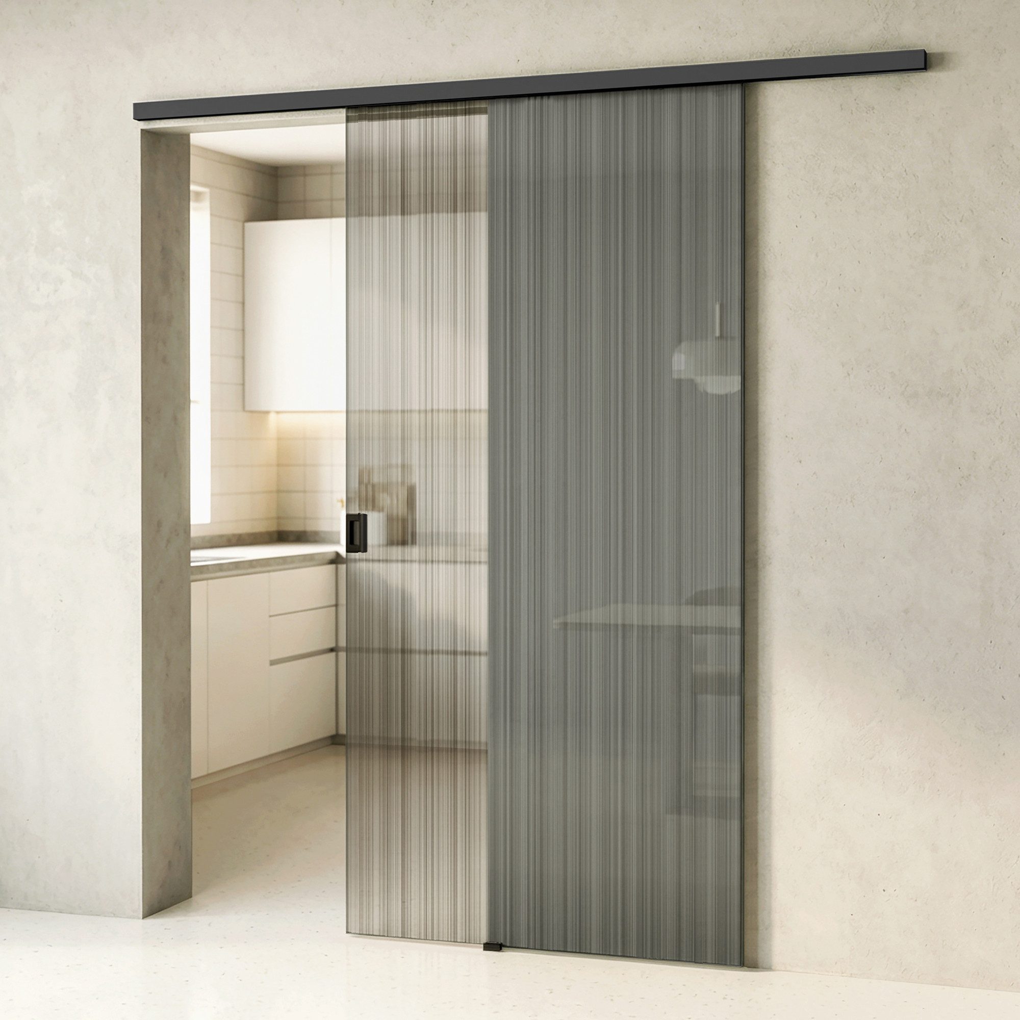 Glasschiebetür Schiebetür Komplettset Zimmertür mit Sicherheitsfolie 8mm ESG Mu001