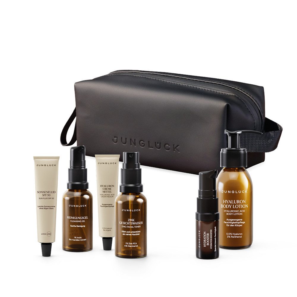 JUNGLÜCK Hautpflege-Set Travel Set Essentials - Geschenkset, 1-tlg., Deine Routine für unterwegs